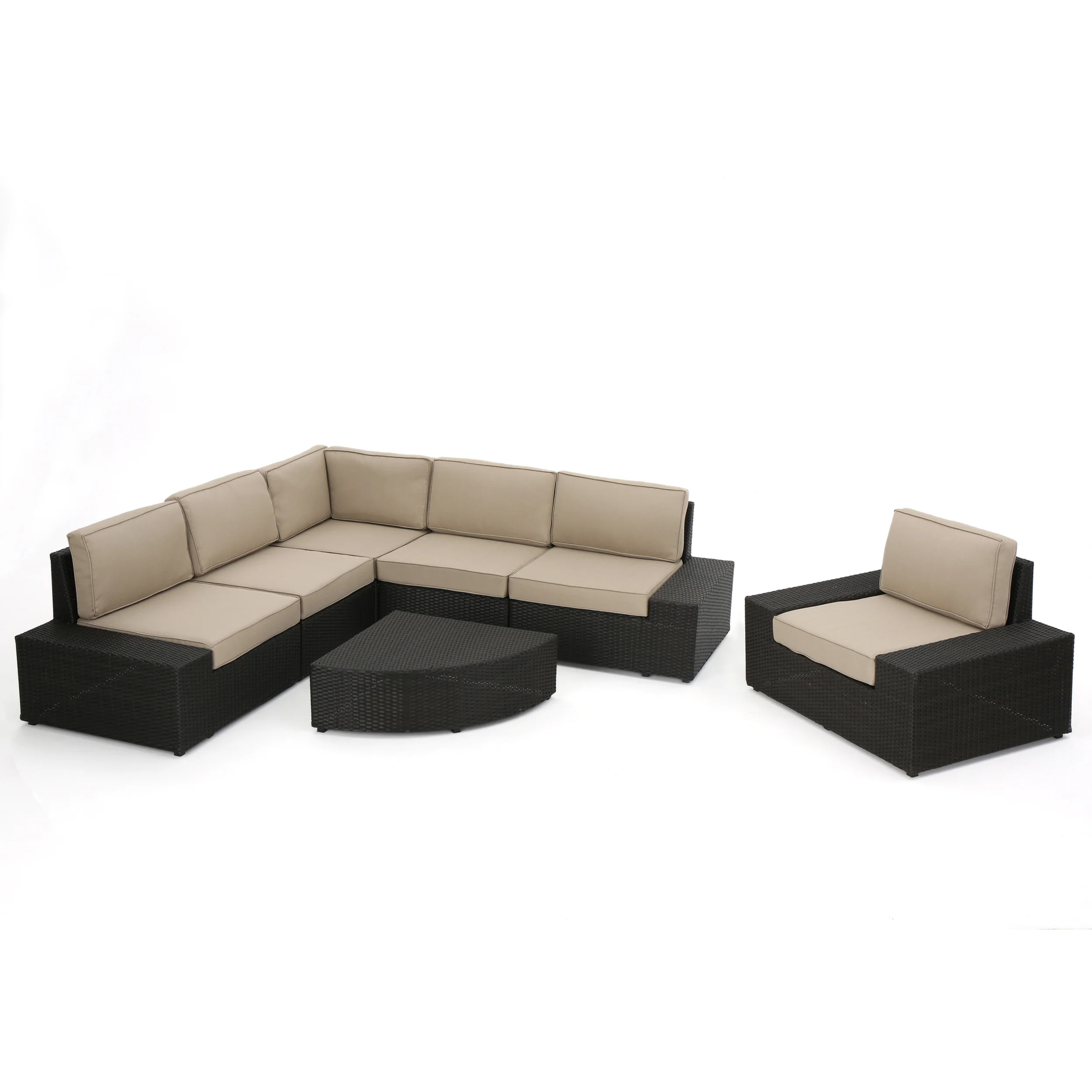 Reddington 7pc Outdoor Brown Wicker Sofa Set w/ Cushions - furnishings