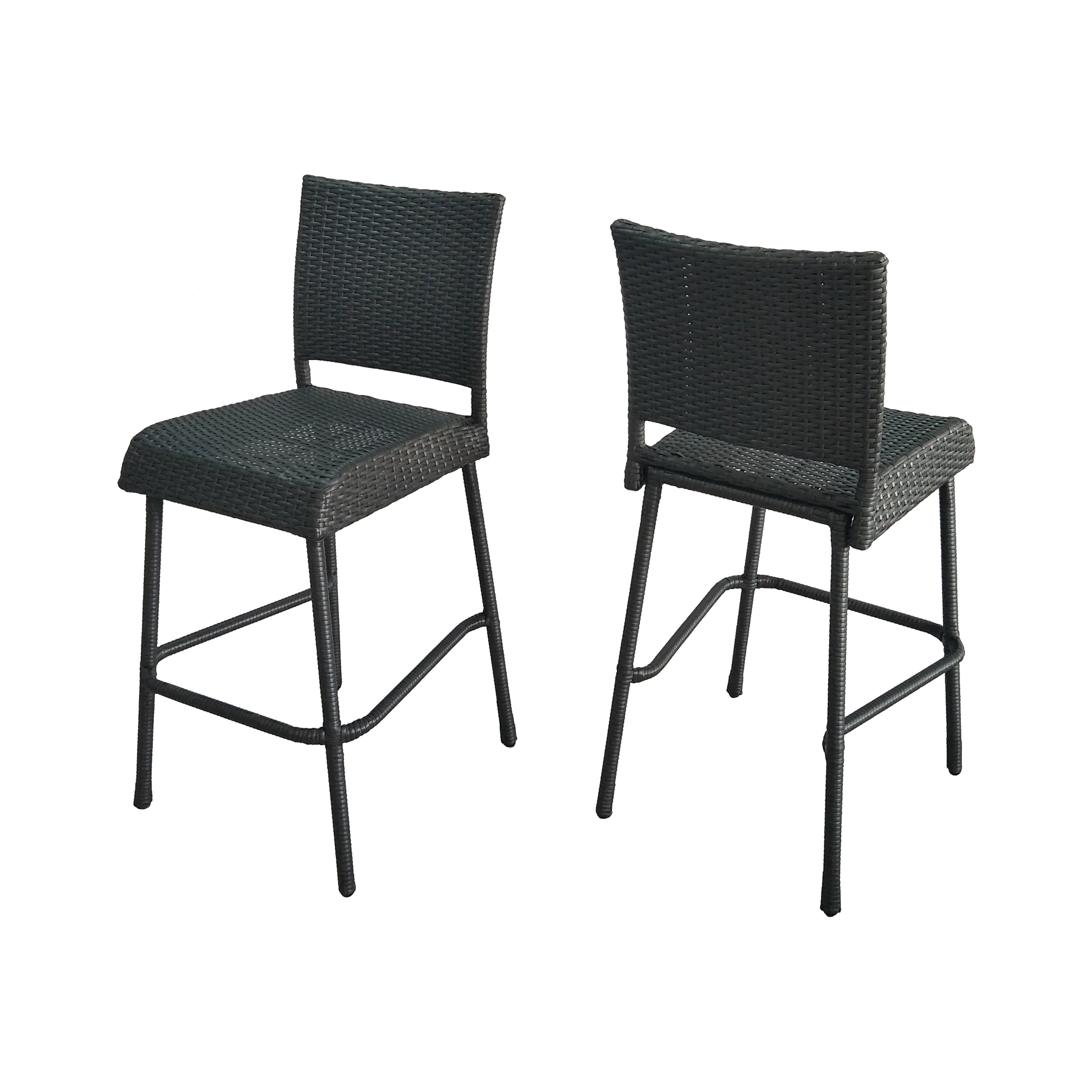 Jiro Outdoor Wicker Barstool, Gray (Set of 2) - furnishings