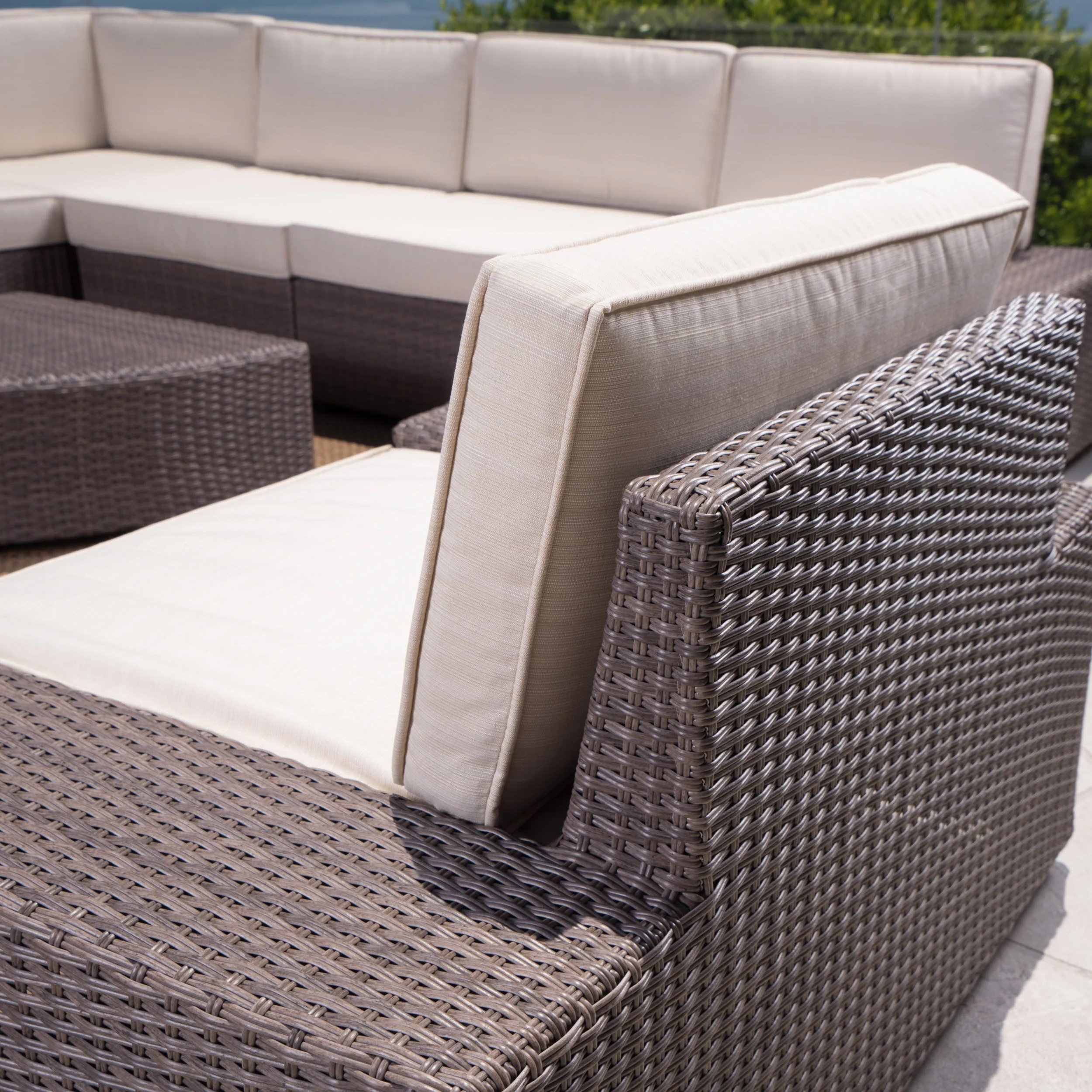 Reddington Outdoor 8 Piece Wicker Sofa Set with Water Resistant Cushions - furnishings