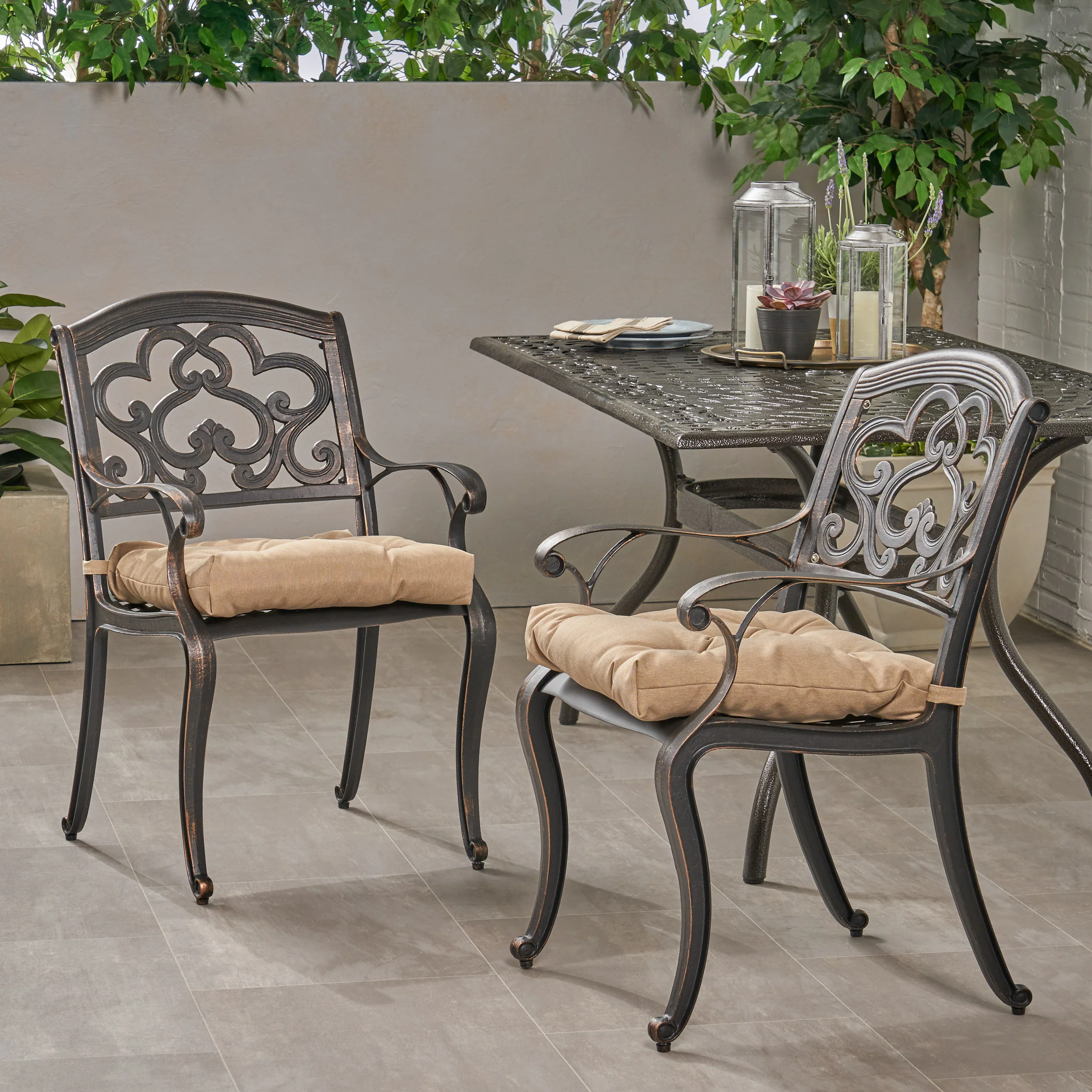 Sher Outdoor Dining Chair with Cushion (Set of 2) - furnishings