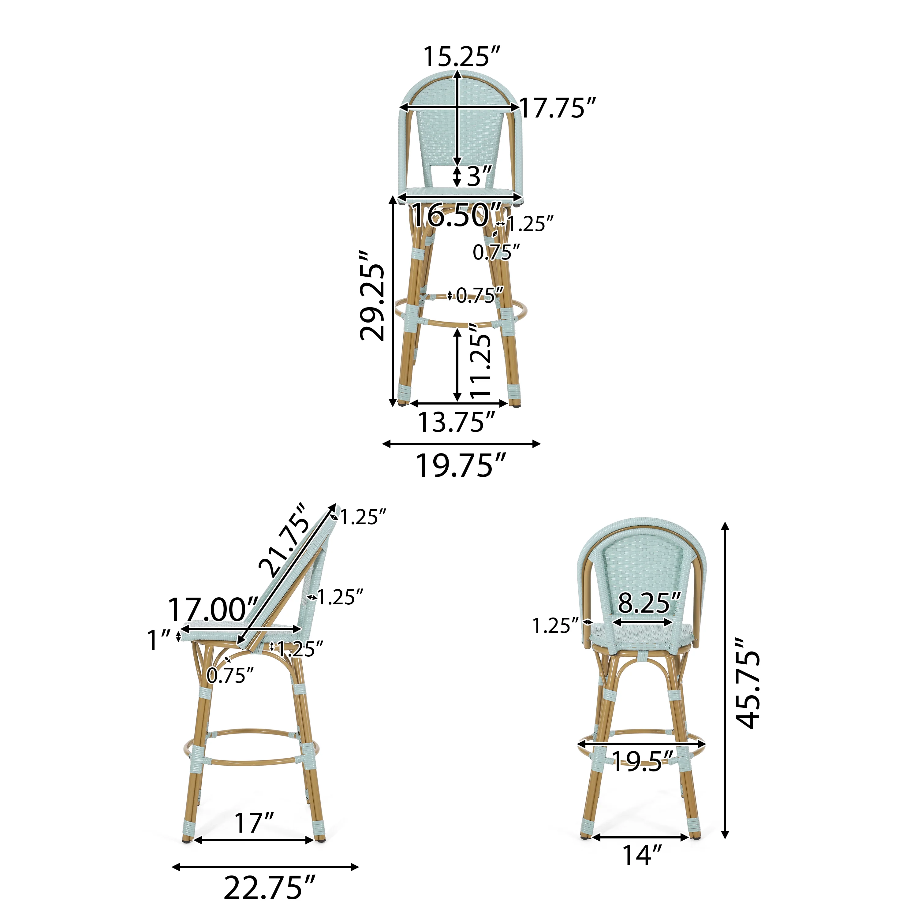 Cotterell Outdoor French Wicker and Aluminum 29.5 Inch Barstools, Set of 4 - furnishings