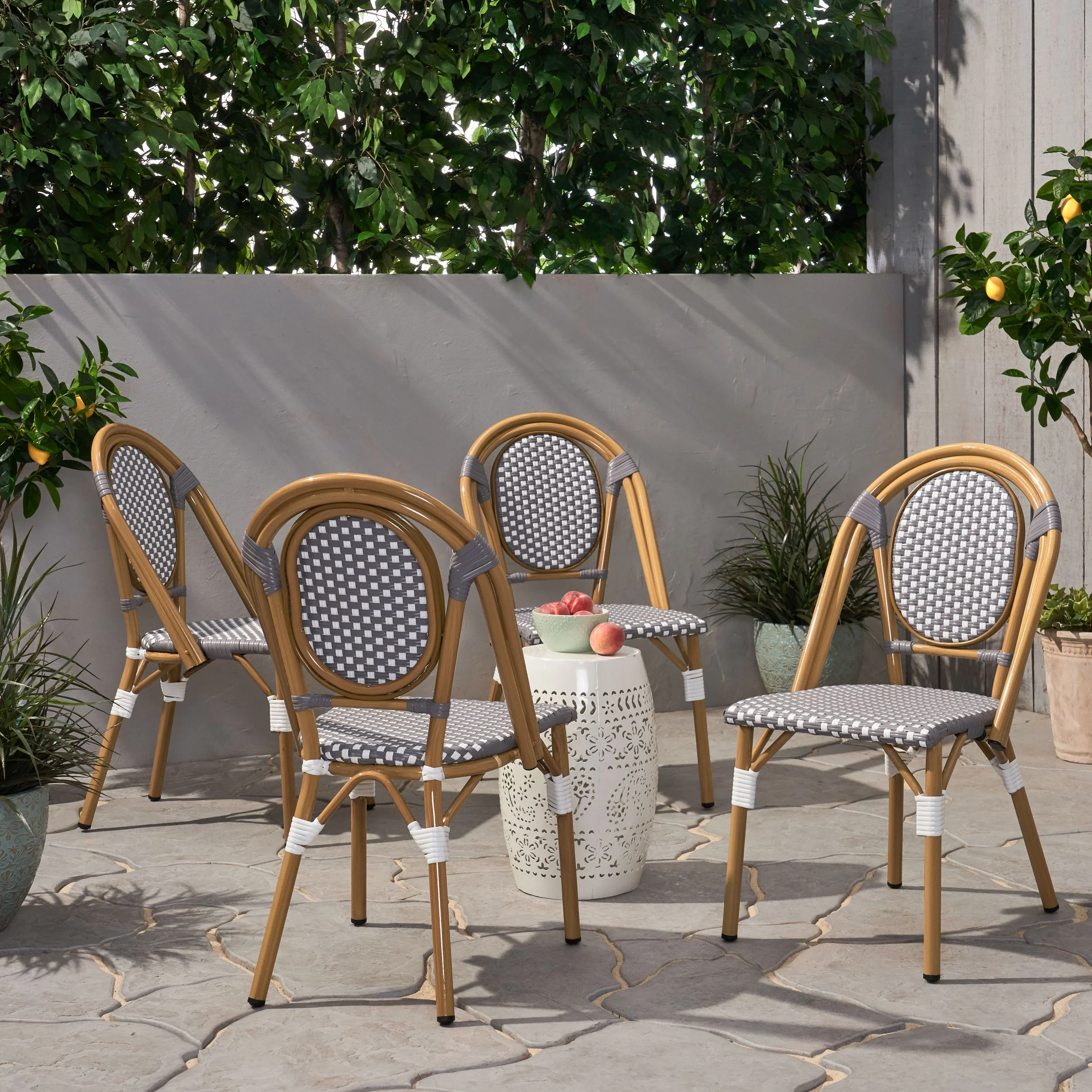 Kazaria Outdoor French Bistro Chairs (Set of 4) - furnishings