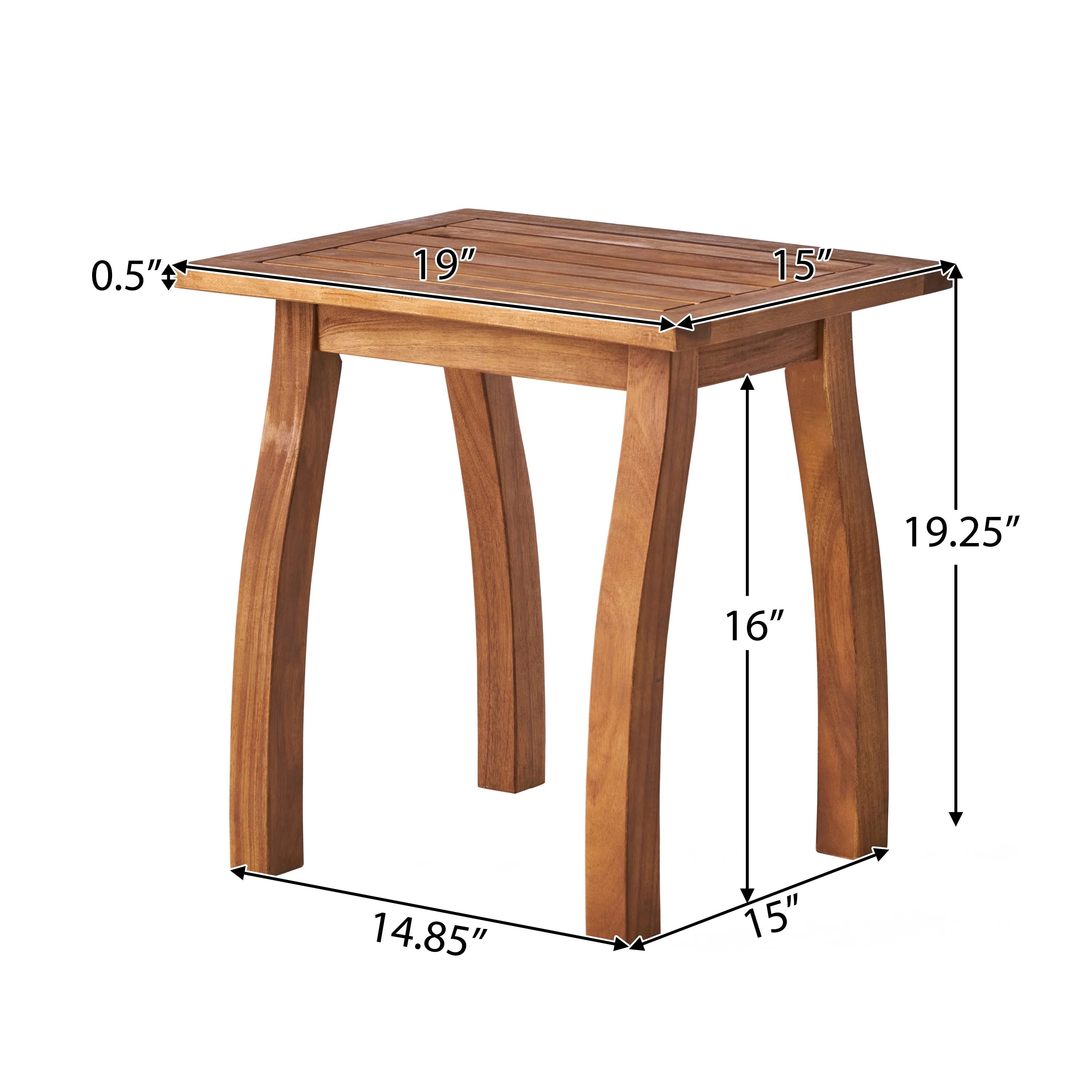 Yadira Outdoor Acacia Wood Chat Set with Side Table - furnishings