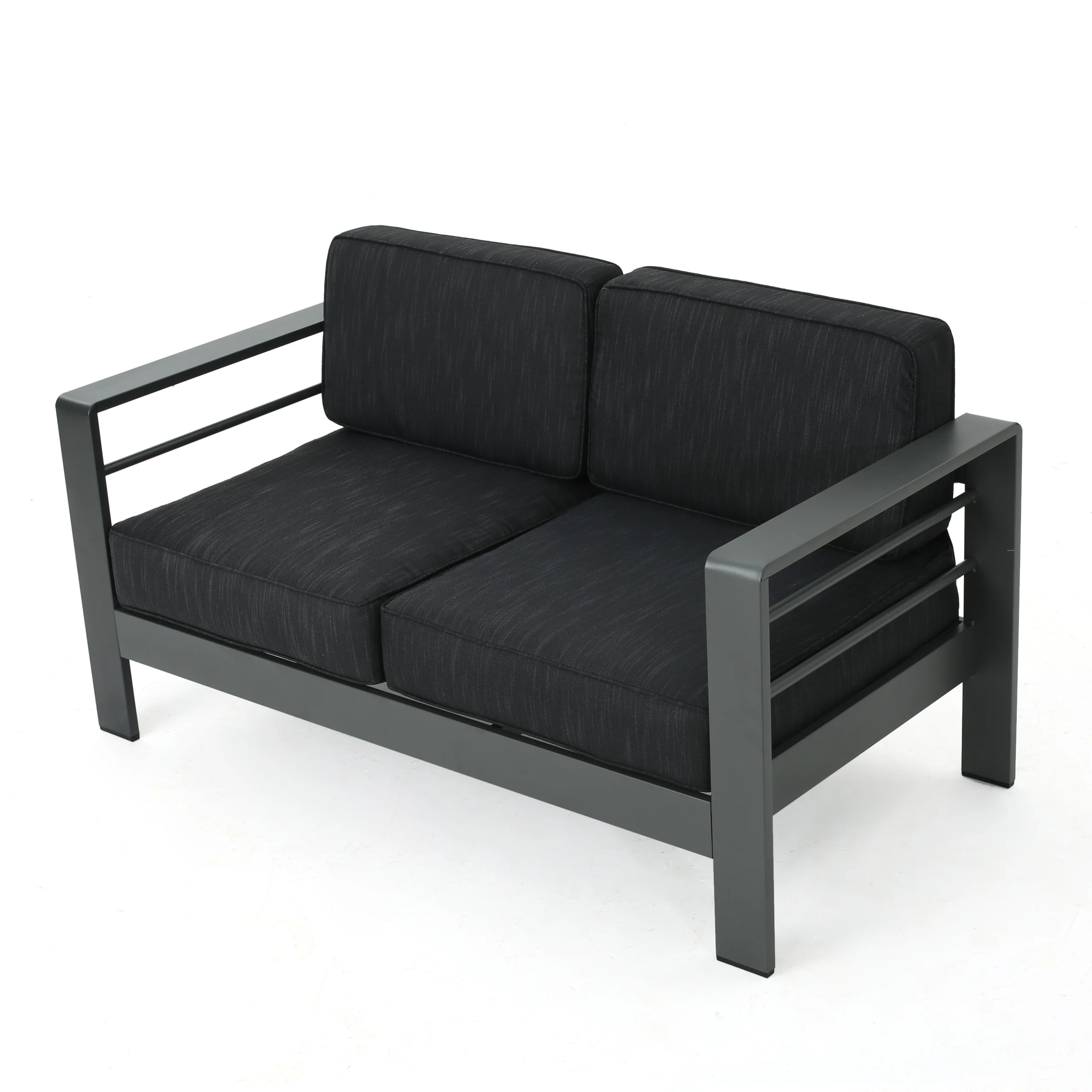 Cherie Outdoor 4 Seater Aluminum Chat Set with Fire Pit - furnishings