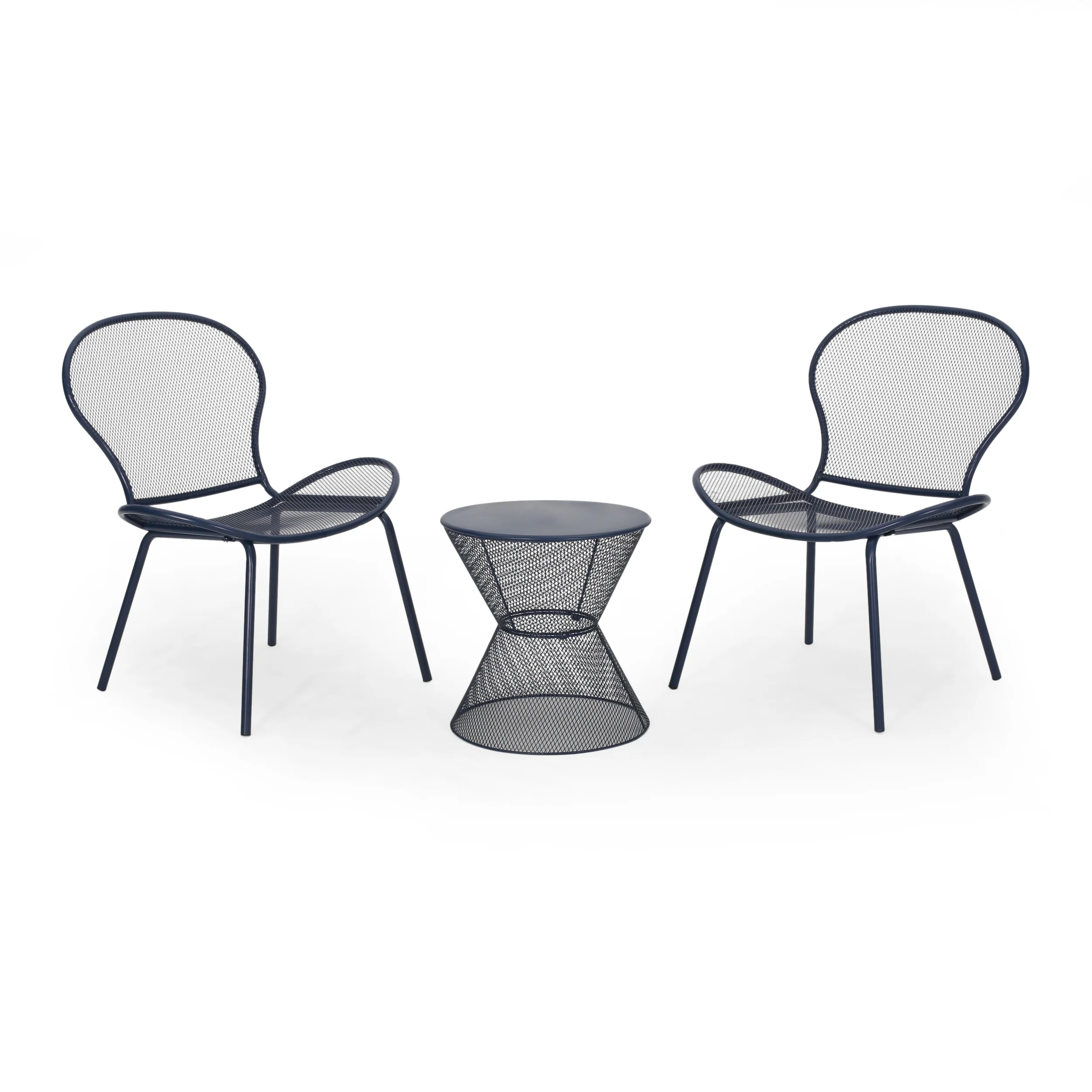 Tristian Modern Outdoor 2 Seater Iron Chat Set with Side Table - furnishings