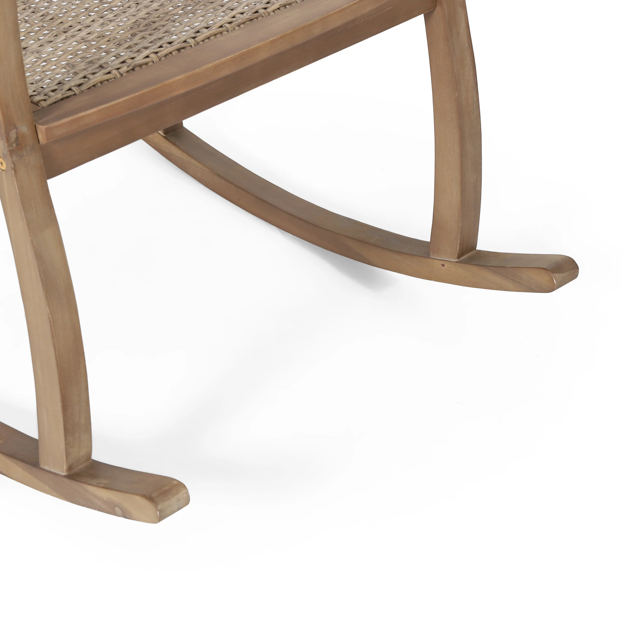 Uintah Outdoor Acacia Wood and Wicker Rocking Chair, Set of 2, Light Brown - furnishings