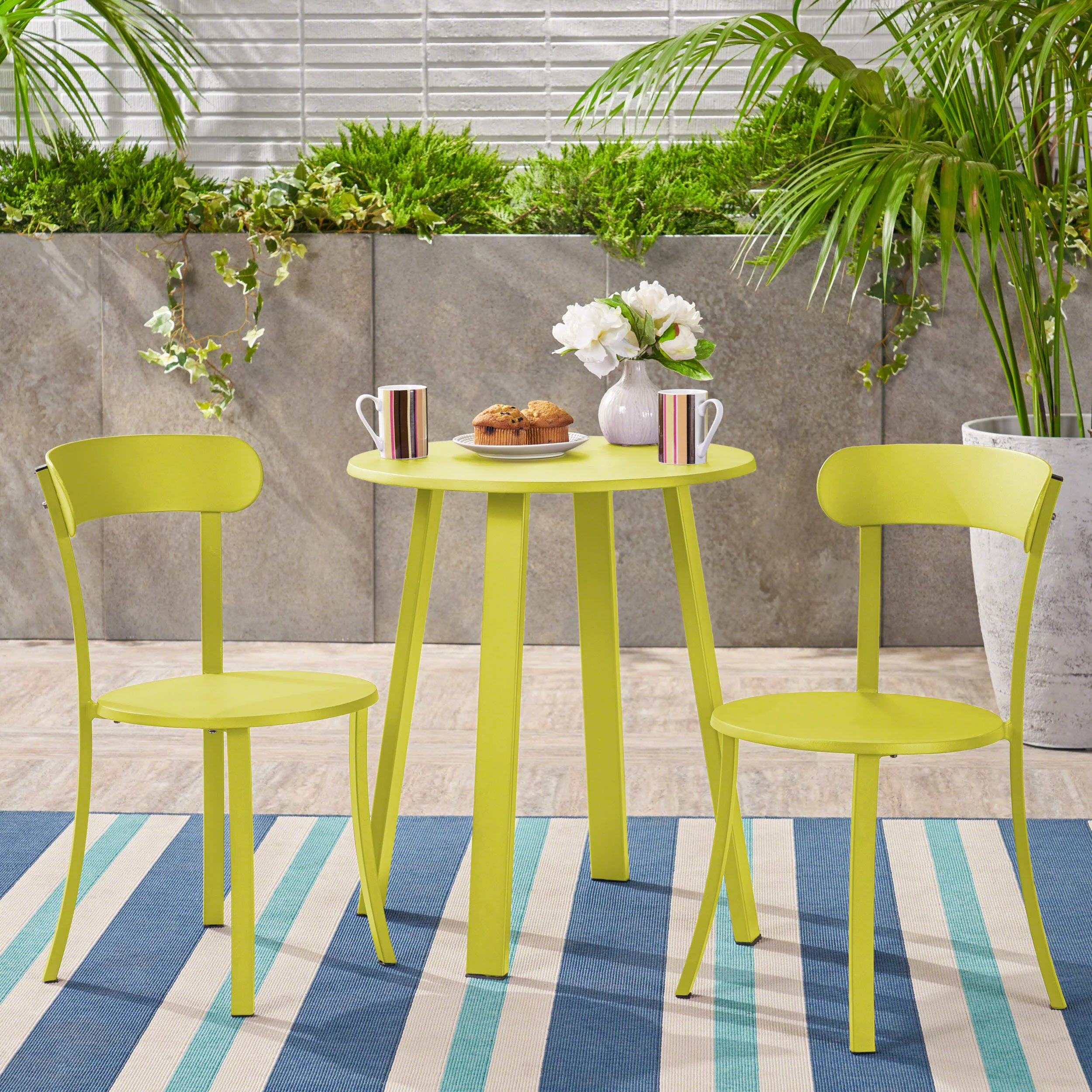 Larson Outdoor Bistro Set, Matte Lime Green - furnishings