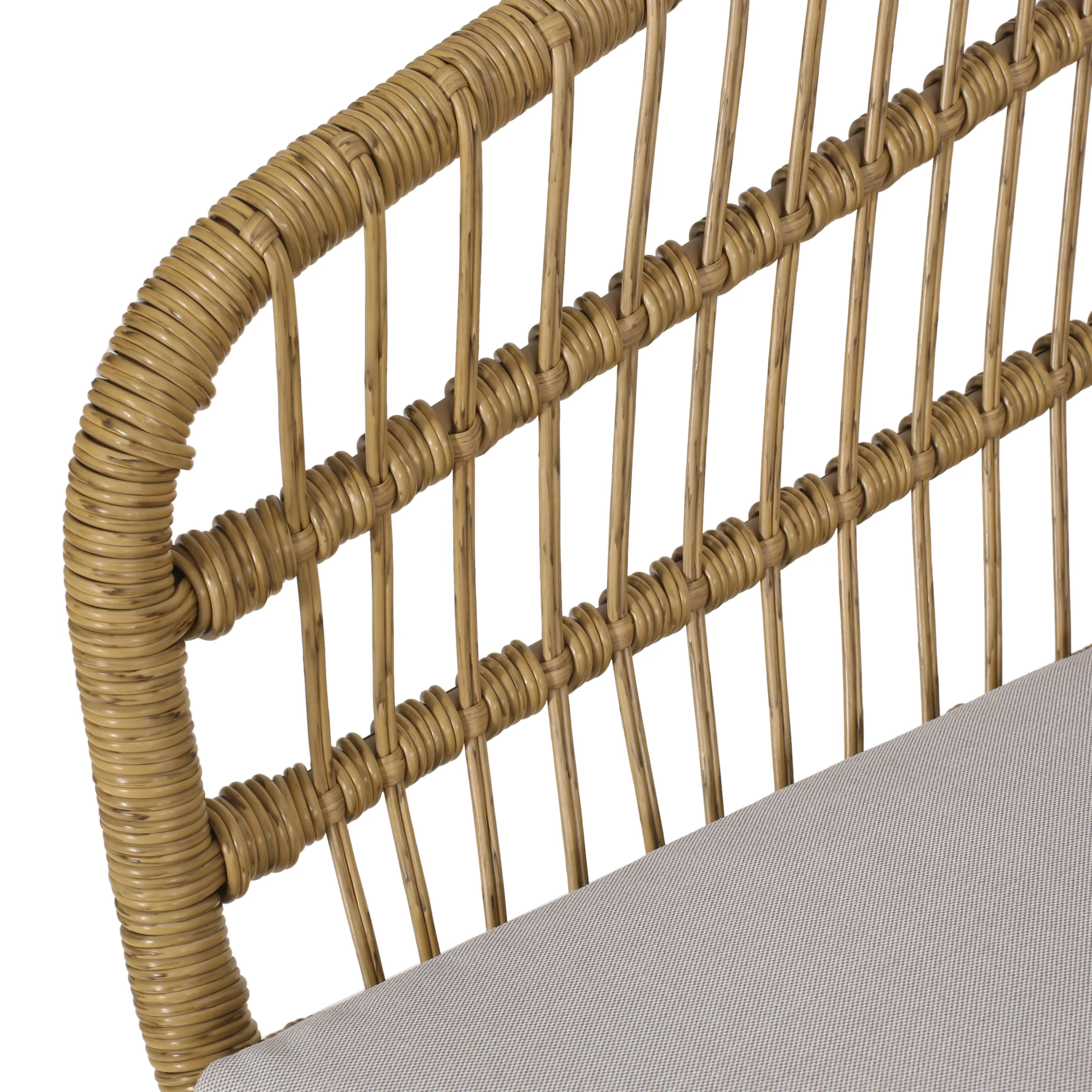 Edson Outdoor Wicker Dining Chairs with Cushion, Set of 2, Light Brown, Beige, and Black - furnishings