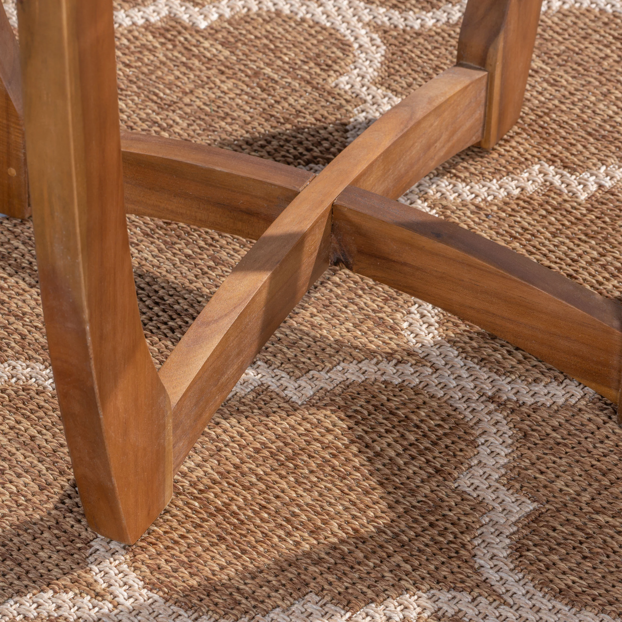 Leyam Outdoor 3 Piece Acacia Wood/ Wicker Bistro Set with Cushions, Teak Finish and Brown with Cr?¡ì?¡ìme - furnishings
