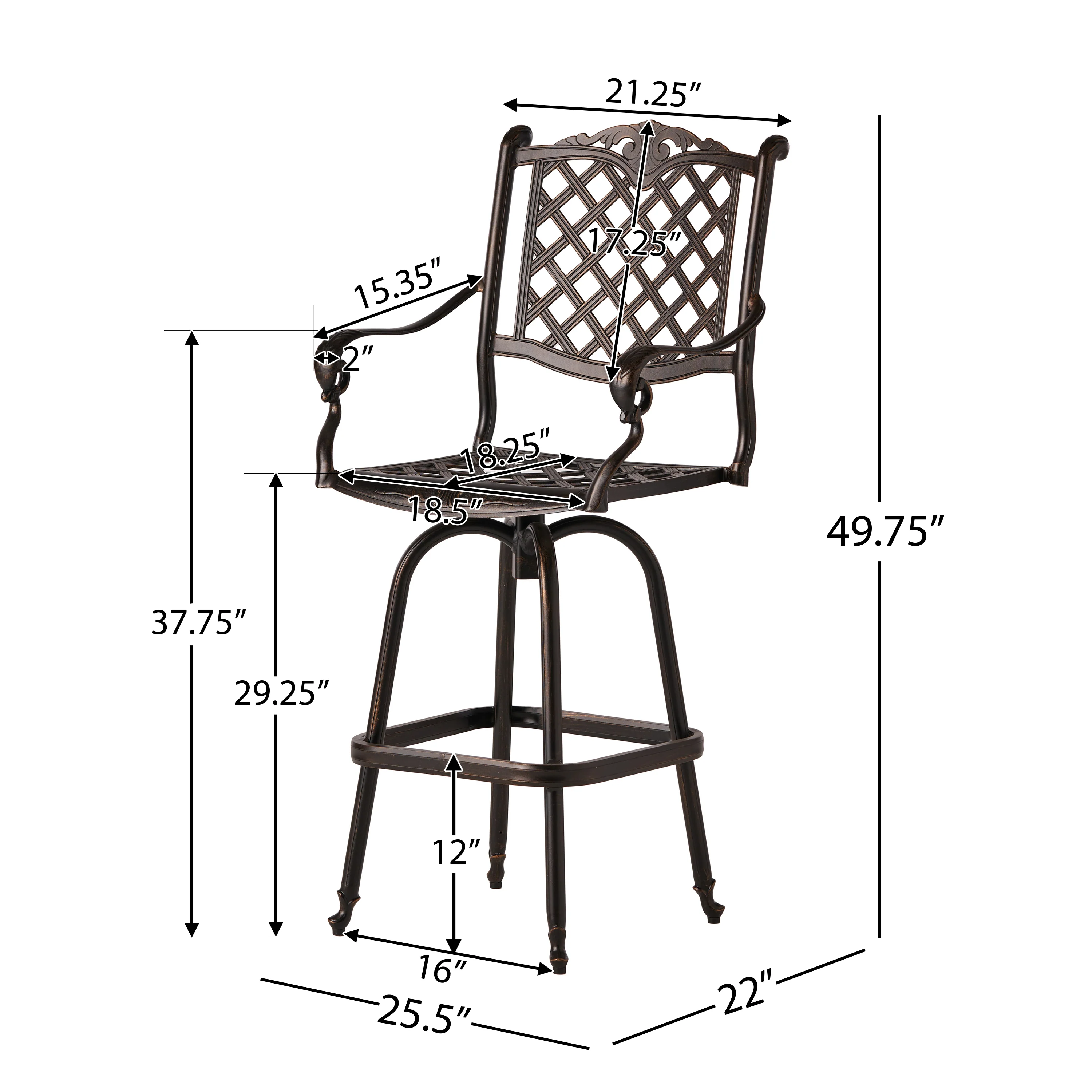 Arianna Outdoor Aluminum Bar Set with Patina Copper Finish - furnishings