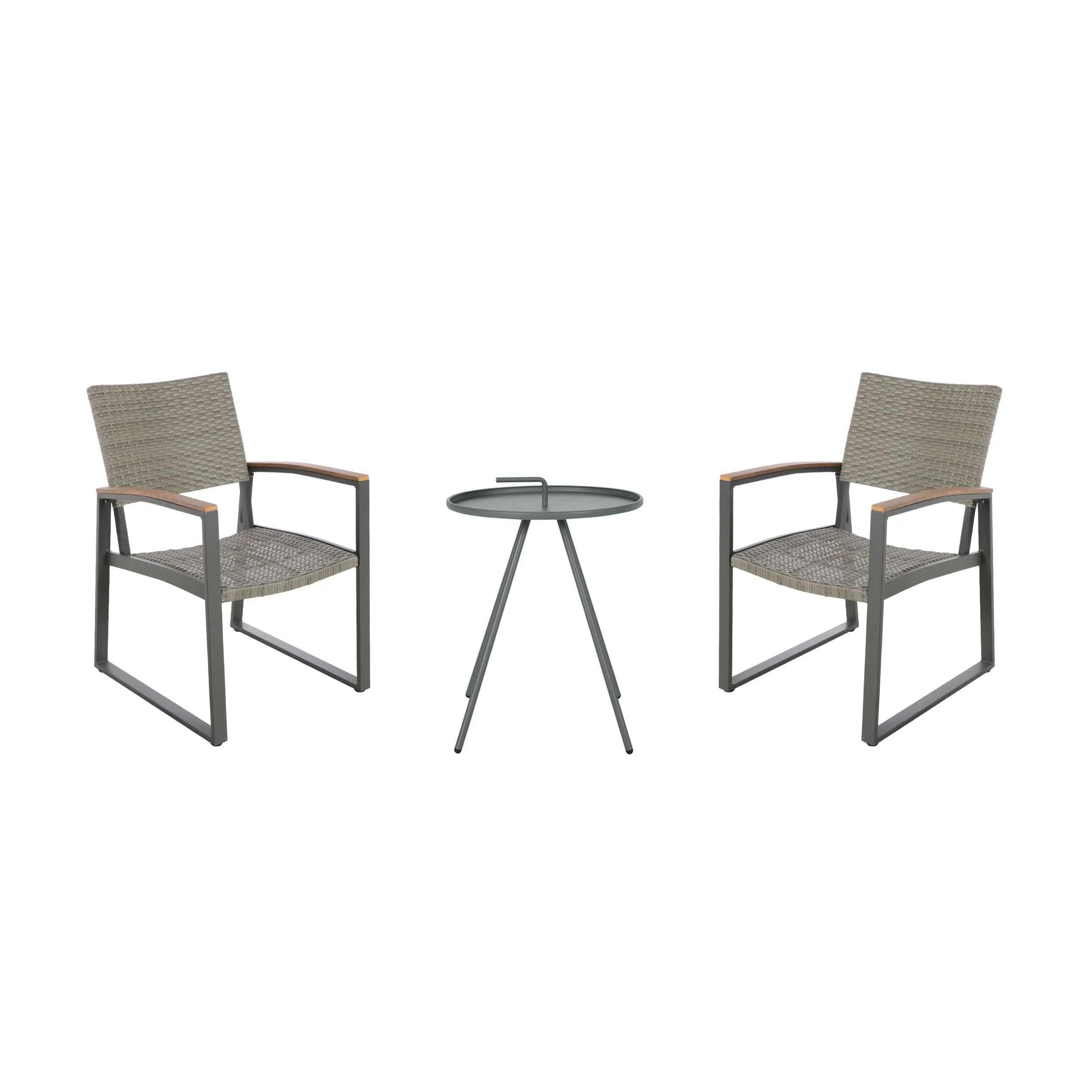 Eunice Outdoor 2 Seater Aluminum and Wicker Chat Set - furnishings