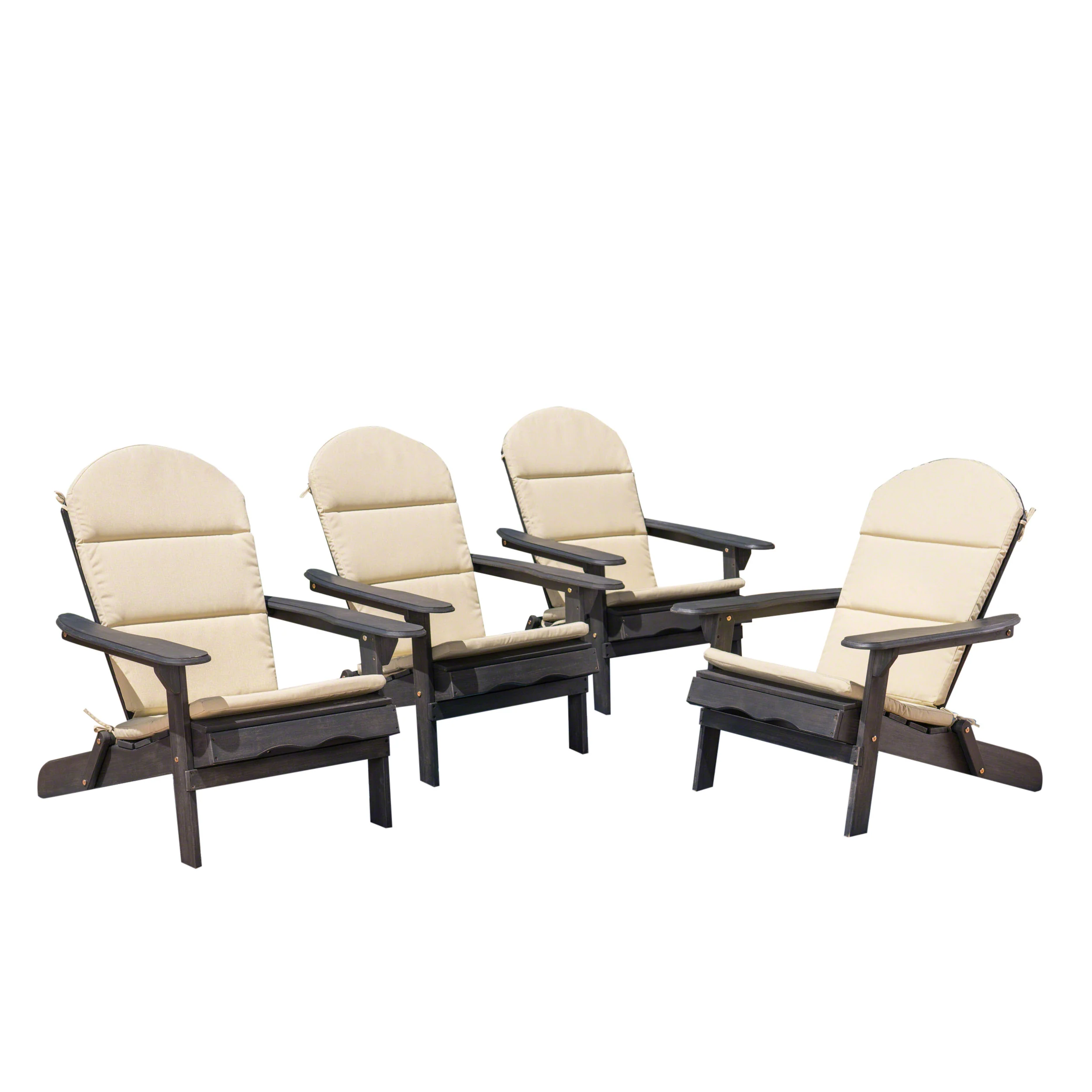 Nelie Outdoor Acacia Wood Folding Adirondack Chairs with Cushions - furnishings