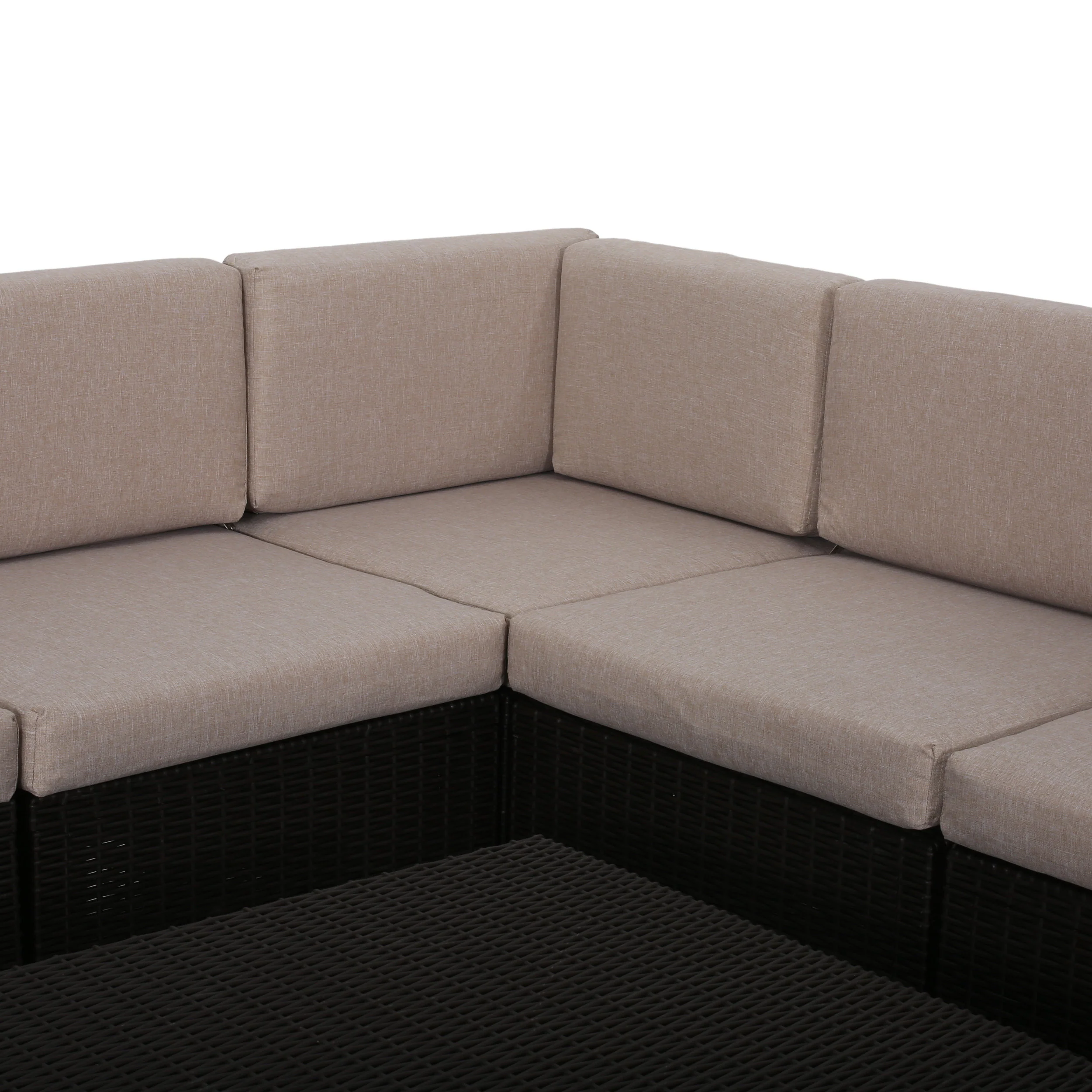 Riley Outdoor All Weather Faux Wicker 5 Seater Sectional Sofa Set with Cushions - furnishings