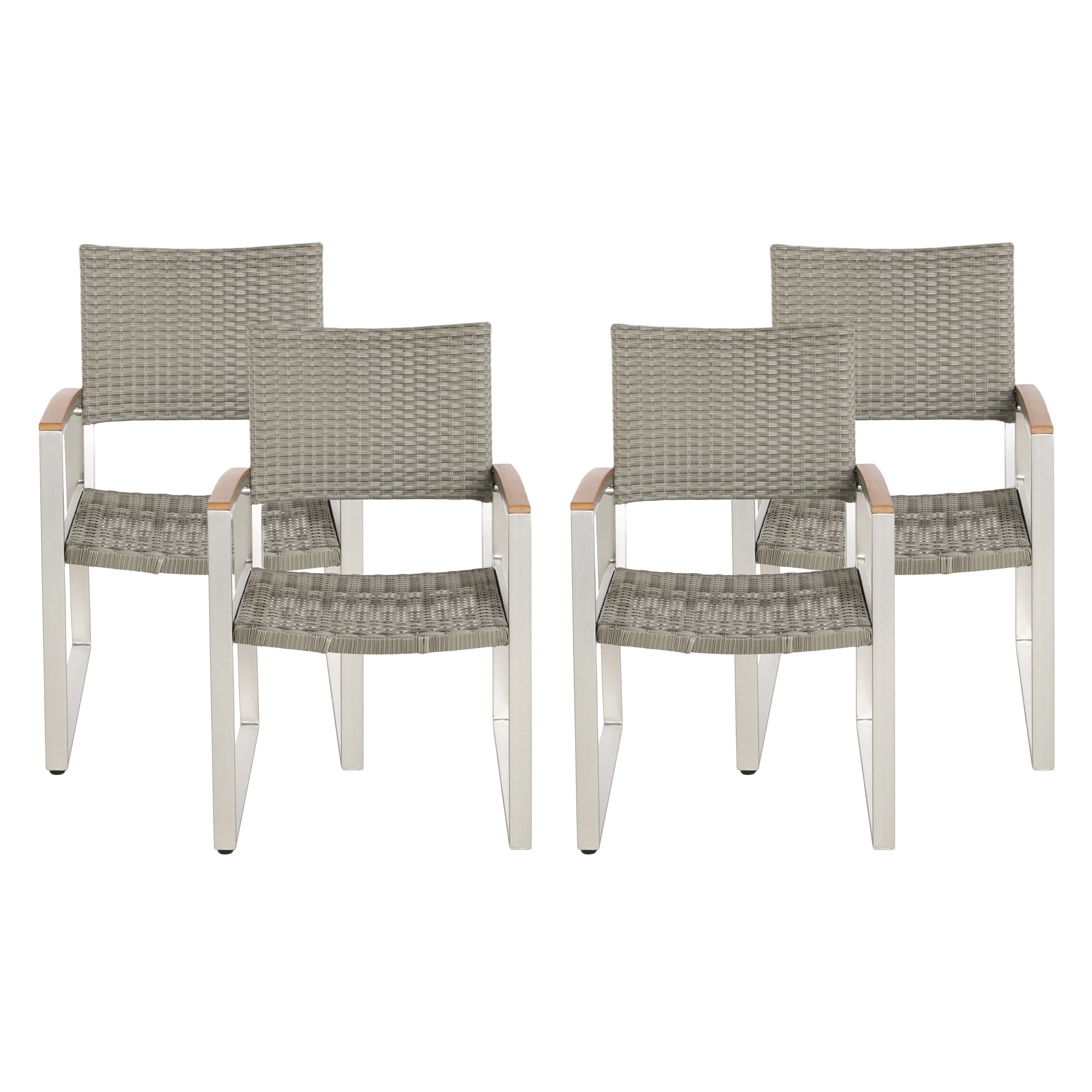 Augusta Outdoor Aluminum Dining Chairs with Faux Wood Accents - furnishings