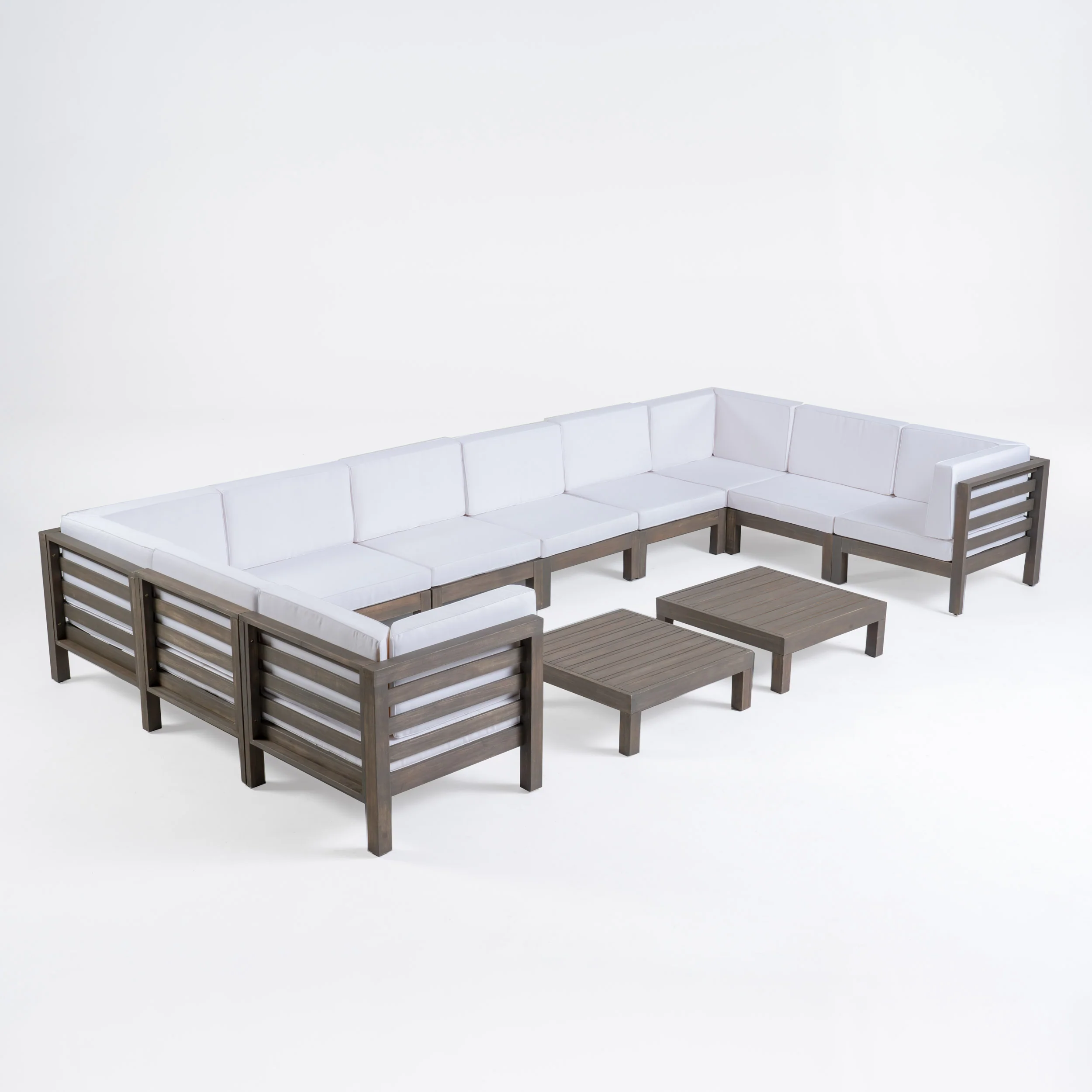 Ravello Outdoor U-Shaped Sectional Sofa Set with Coffee Tables - furnishings