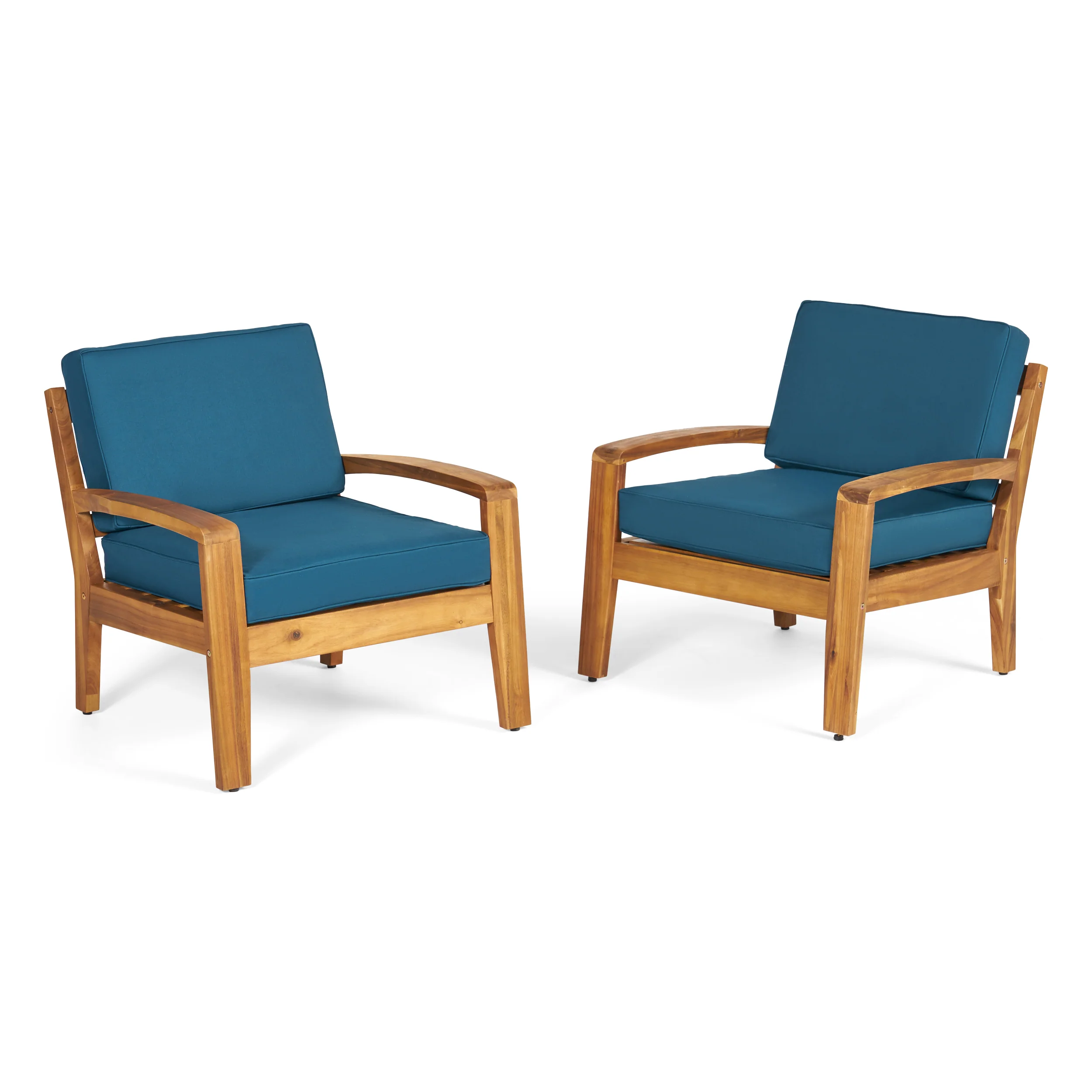 Parma Outdoor Acacia Wood Club Chairs with Cushions - furnishings