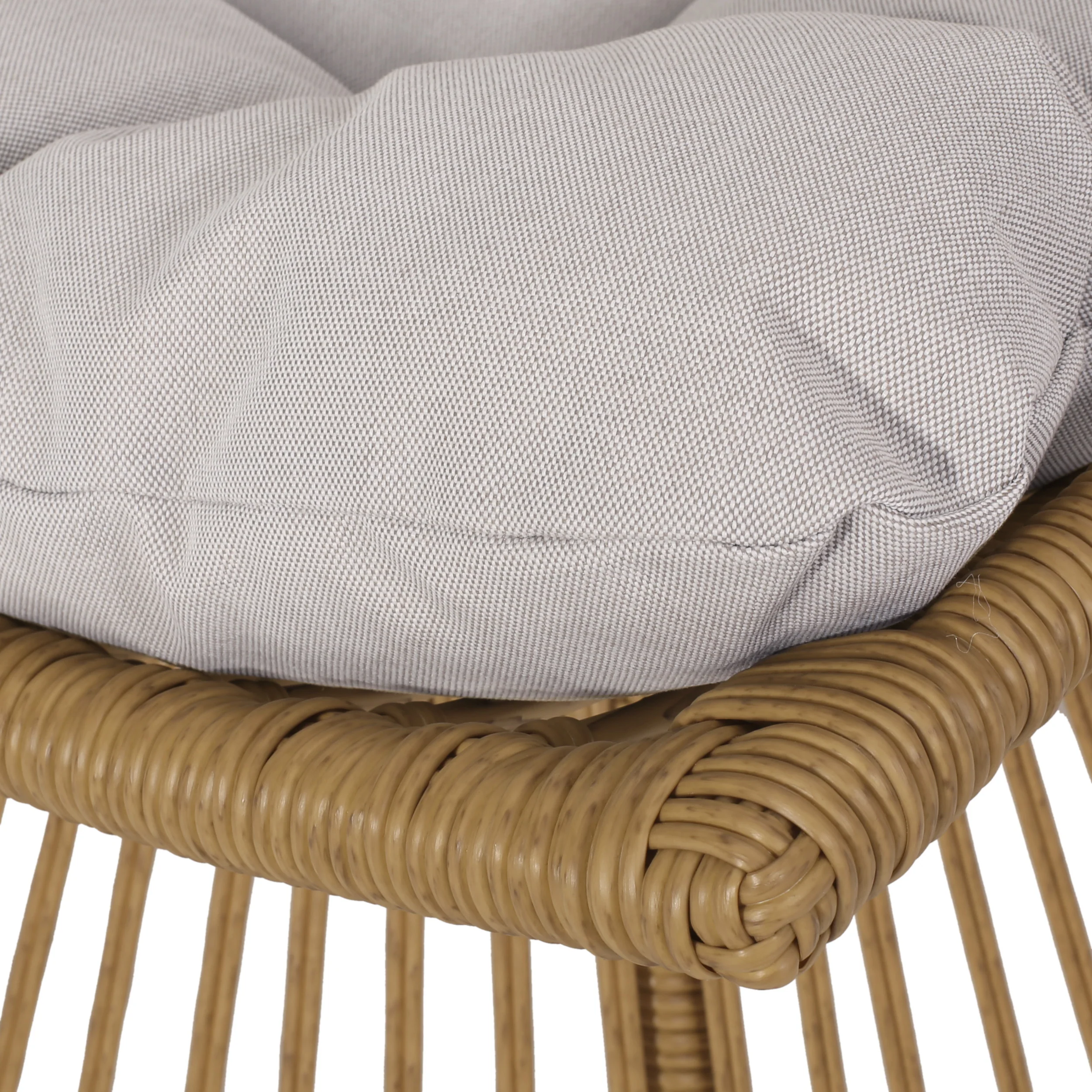 Apulia Outdoor Wicker 2 Seater Chat Set with Cushion, Light Brown and Beige - furnishings