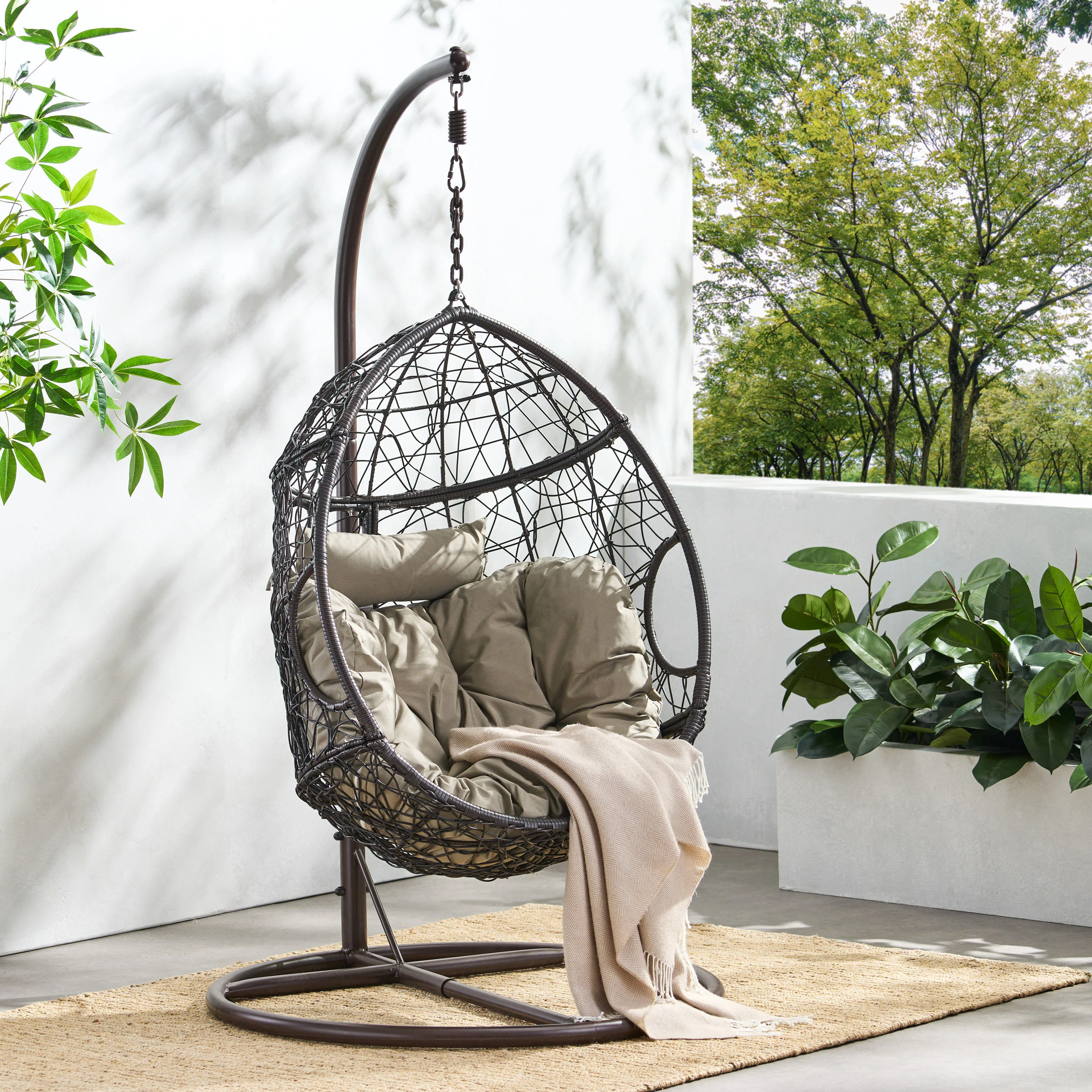 Kyle Outdoor Wicker Hanging Teardrop / Egg Chair - furnishings