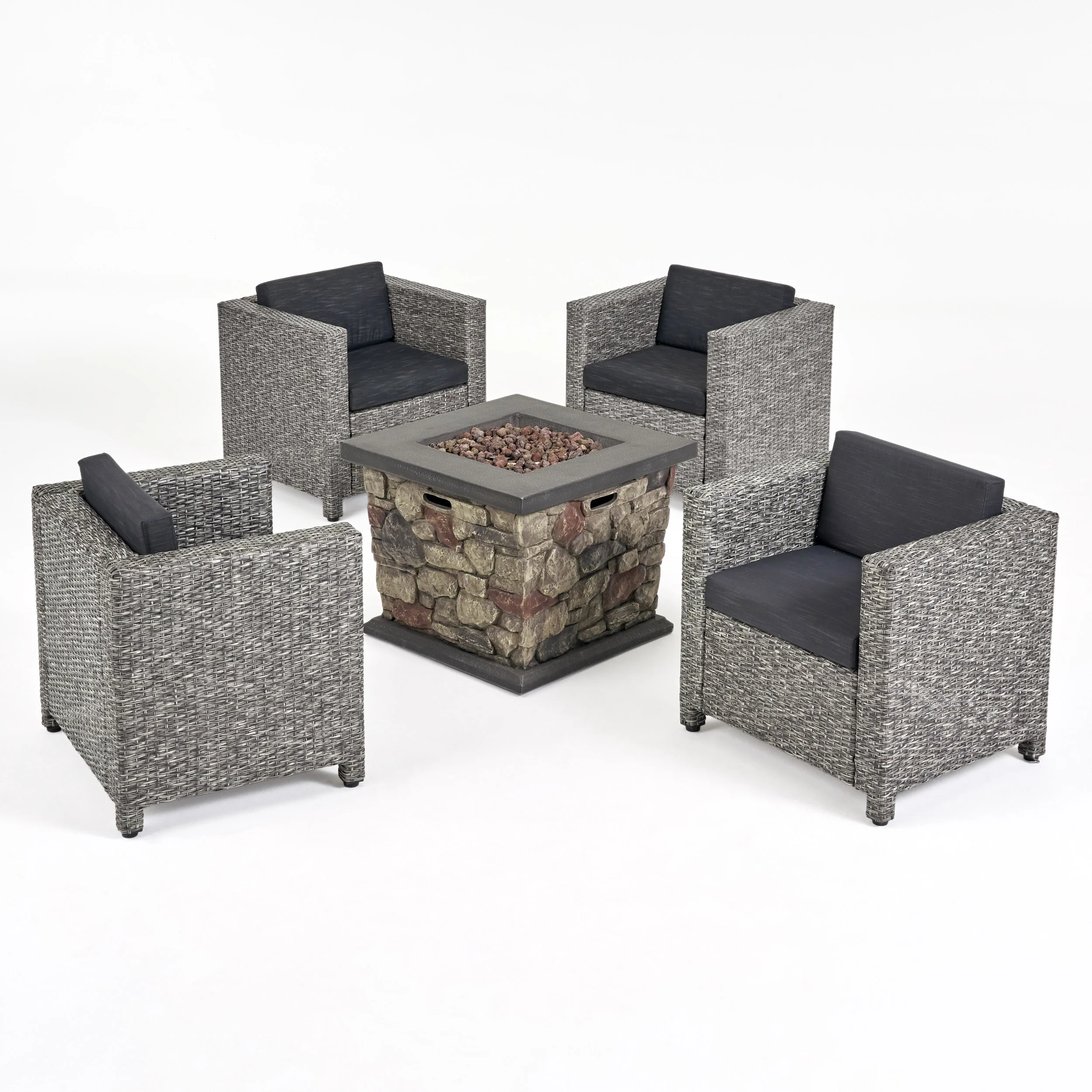 Venice 4-Seater Outdoor Fire Pit Chat Set - furnishings