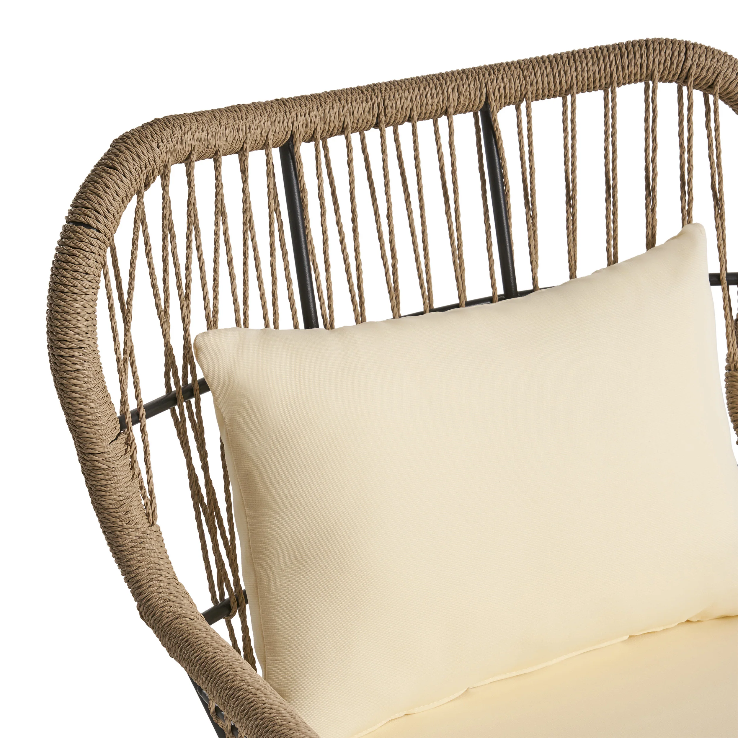 Karen Outdoor Club Chairs, Steel and Rope, Water-Resistant Cushions, Boho - furnishings