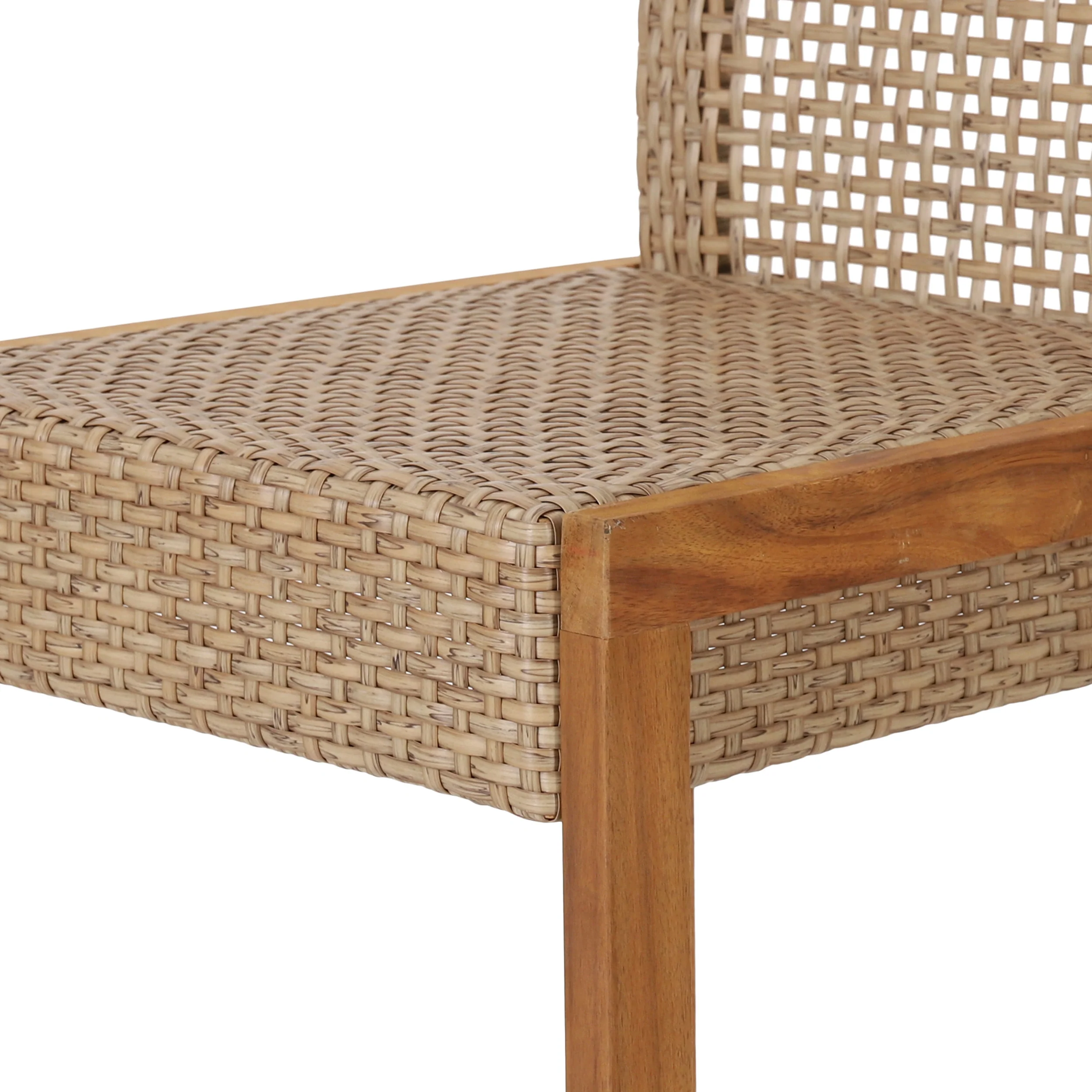 Resaca Outdoor Wicker Barstools, Set of 2, Light Multi-Brown and Teak - furnishings
