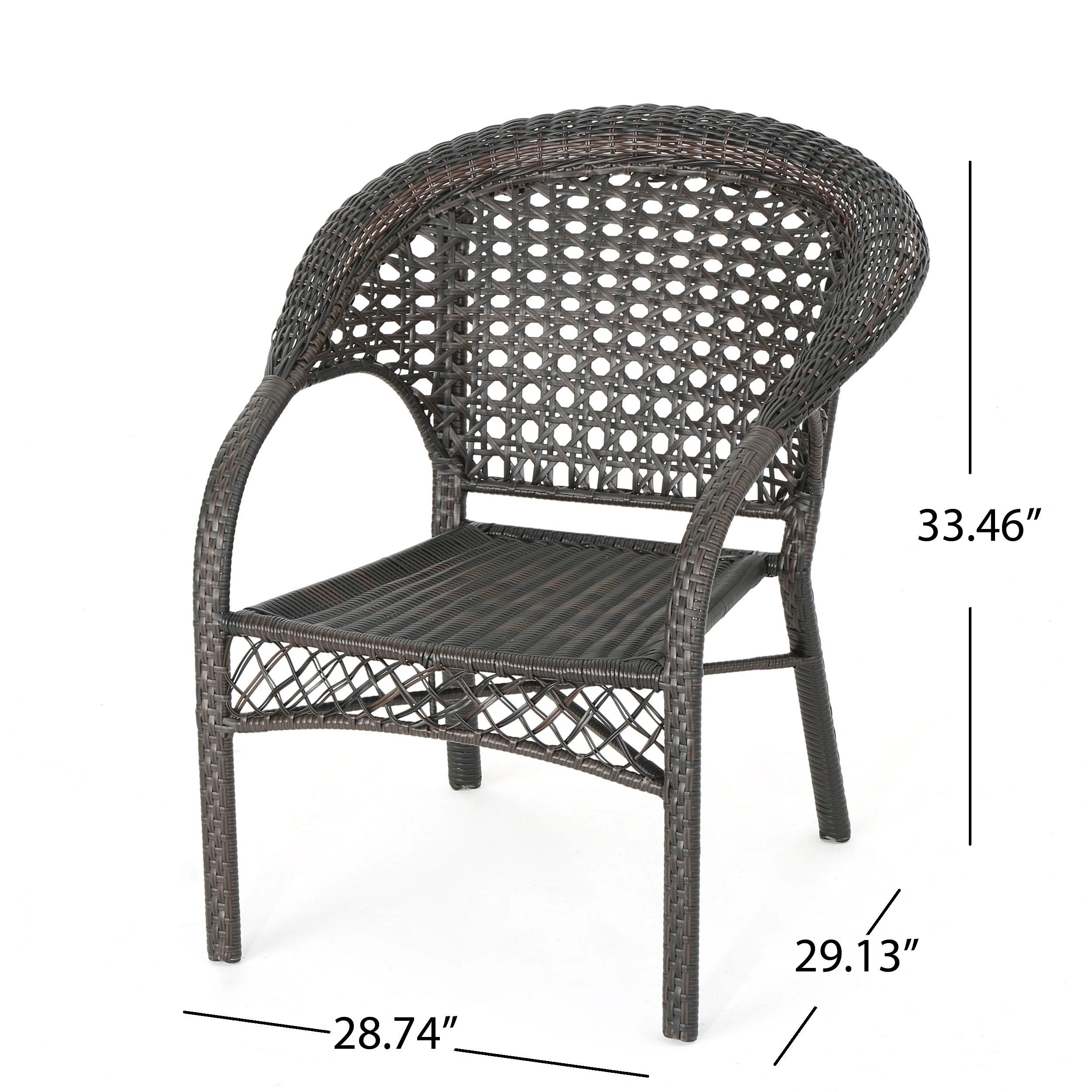Mason Outdoor 3 Piece Multi-Brown Wicker Chat Set with Stacking Chairs - furnishings