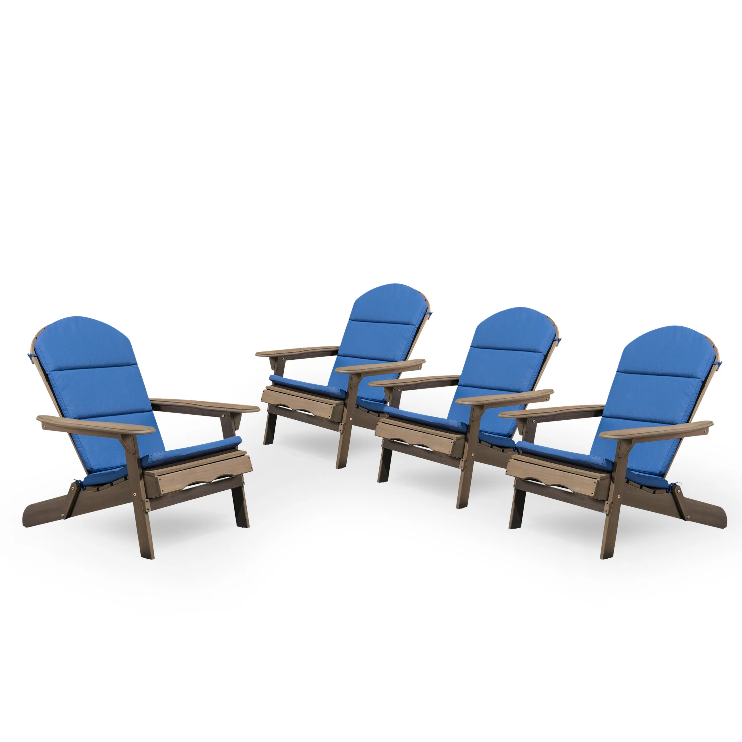 Amenda Outdoor Acacia Wood Folding Adirondack Chairs with Cushions - furnishings