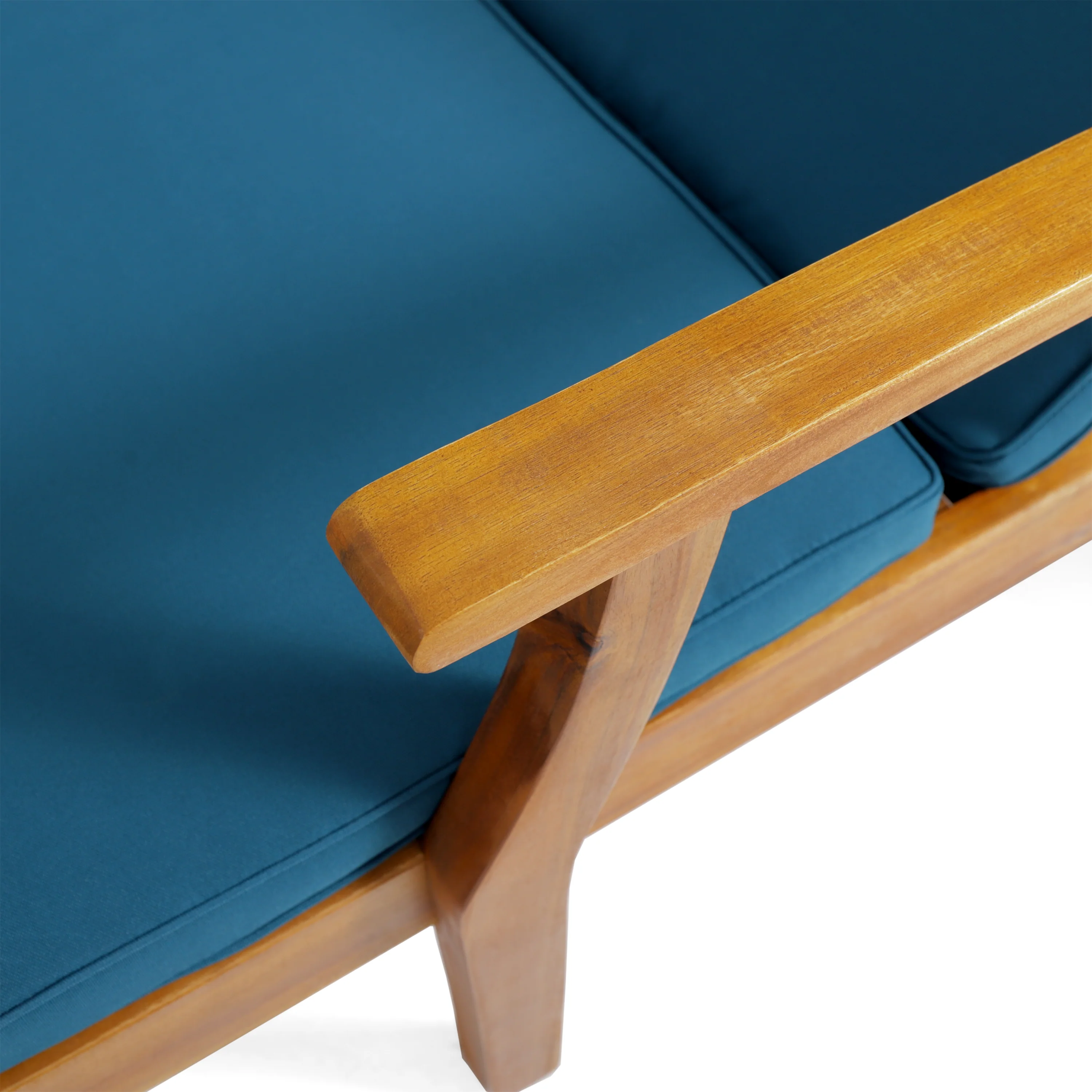 Samantha Double Chaise Lounge for Yard and Patio, Acacia Wood Frame - furnishings