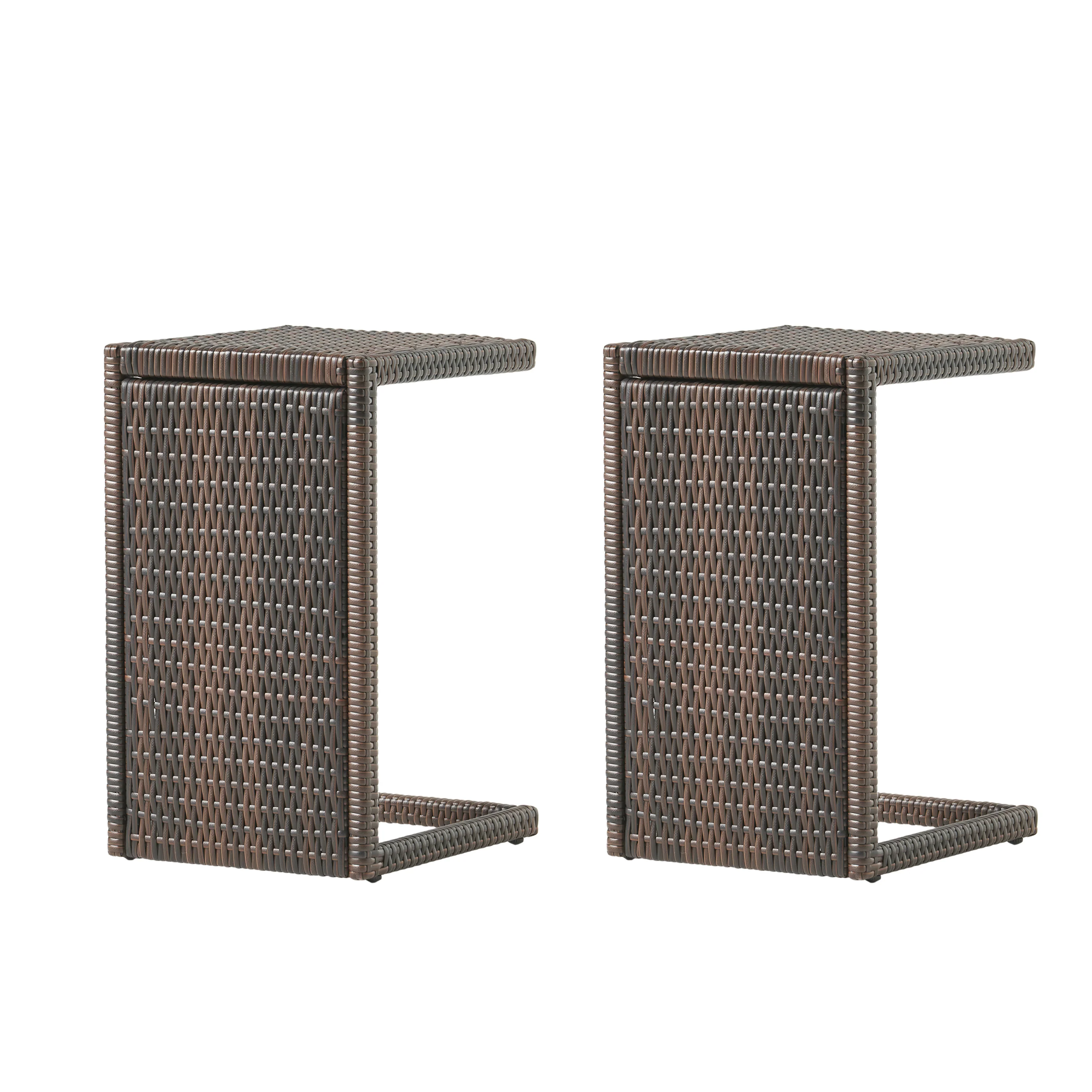 Forrest Outdoor Wicker C-Shaped Side Table - furnishings