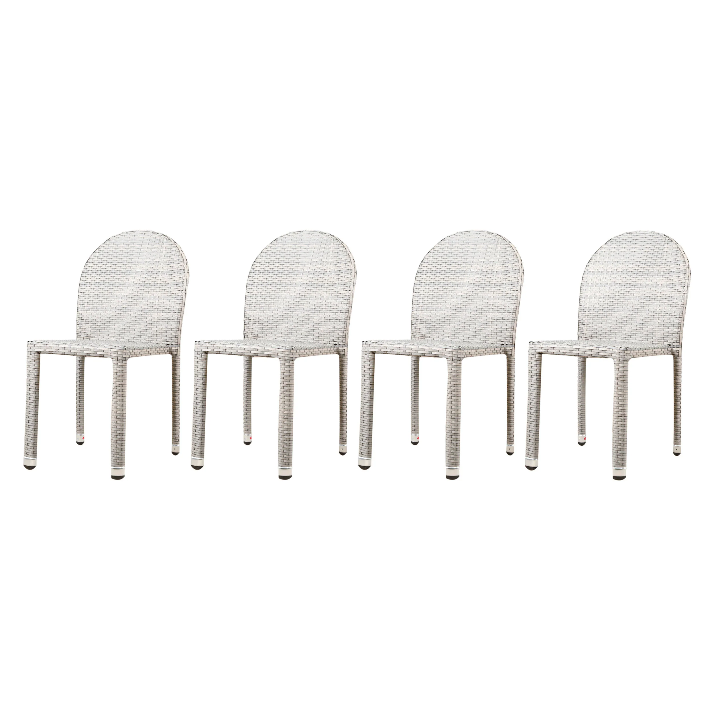 Amallie Outdoor Wicker Stacking Chairs with an Aluminum Frame (Set of 4) - furnishings