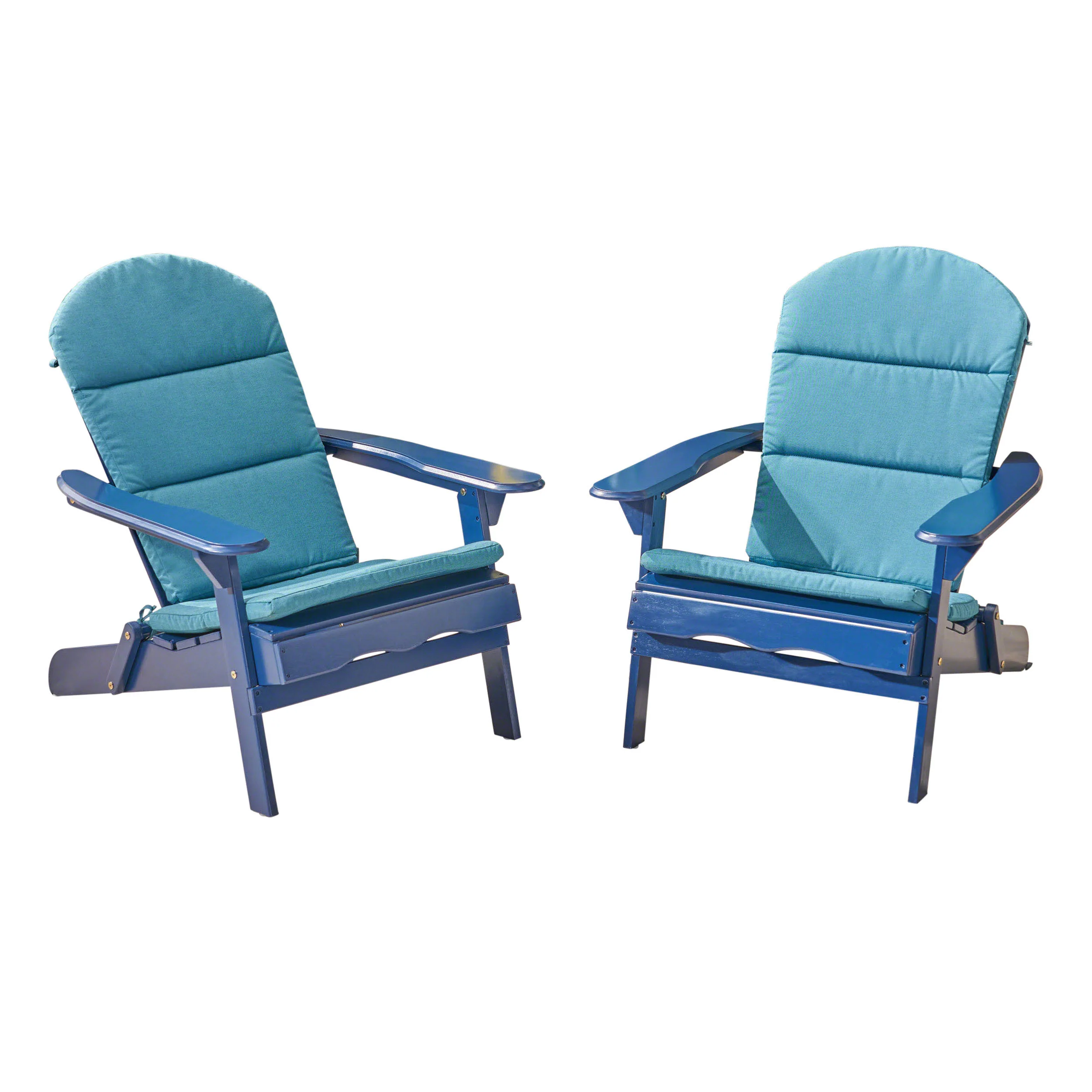 Nelie Outdoor Acacia Wood Folding Adirondack Chairs with Cushions - furnishings