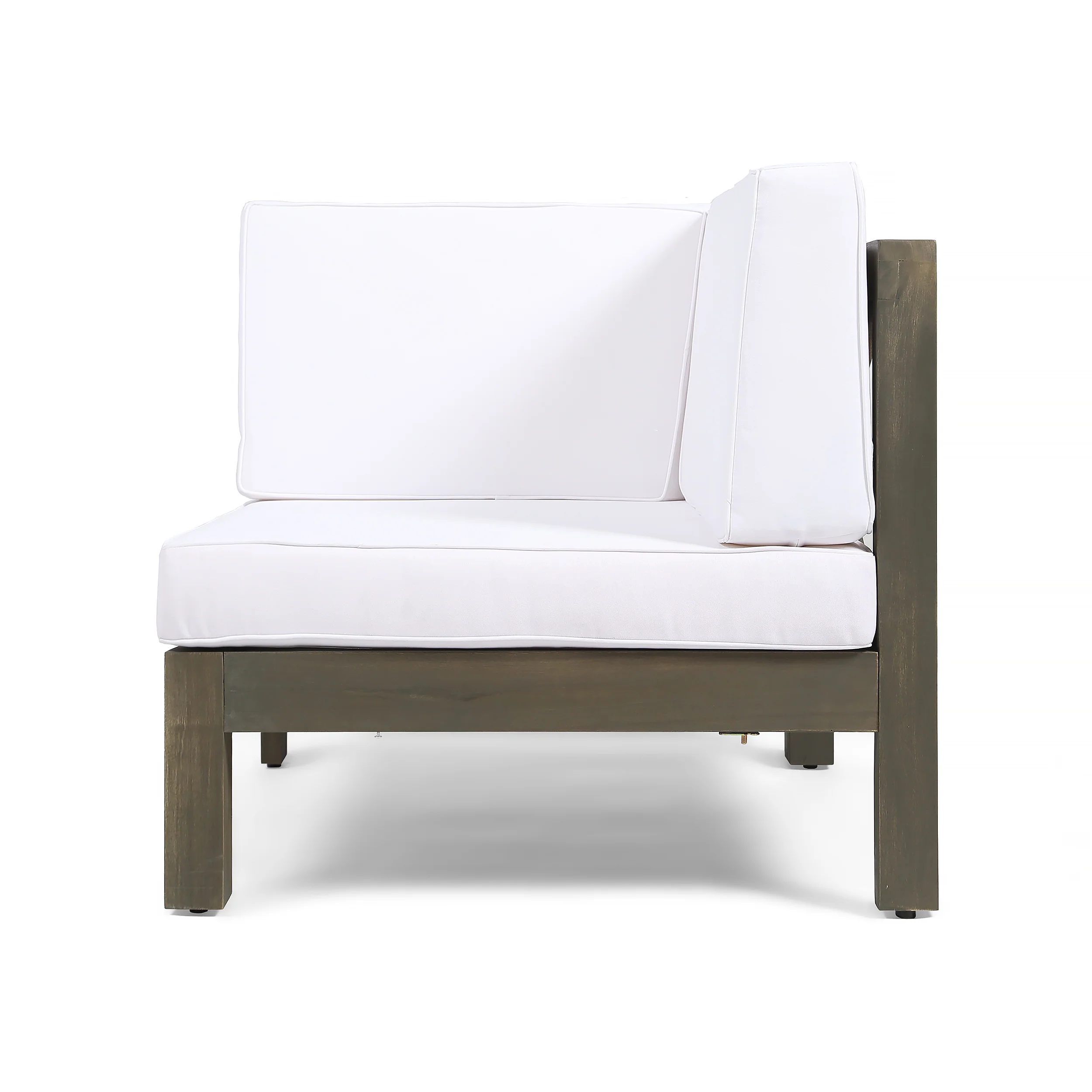 Keith Outdoor Sectional Loveseat Set  2-Seater  Acacia Wood  Water-Resistant Cushions - furnishings