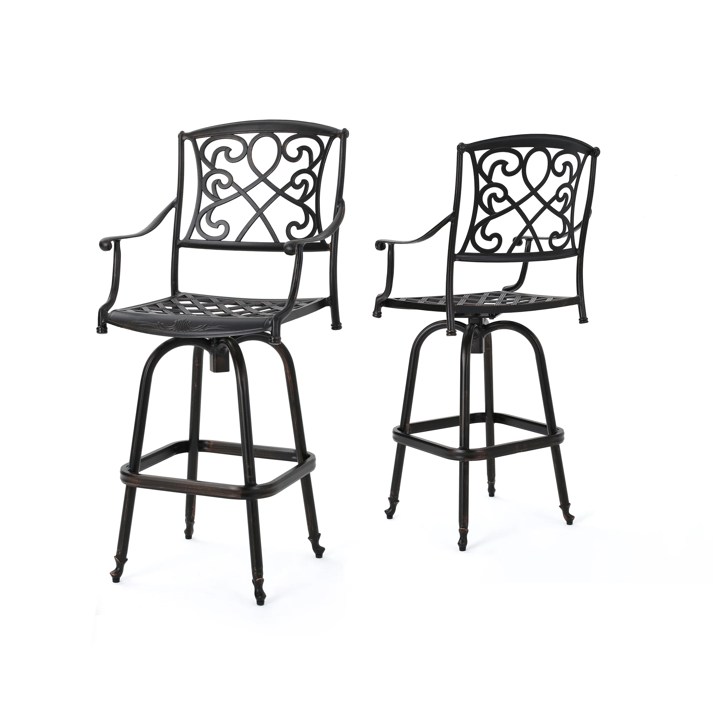 Paris 30-Inch Cast Aluminum Swivel Bar Stool (Set of 2) - furnishings