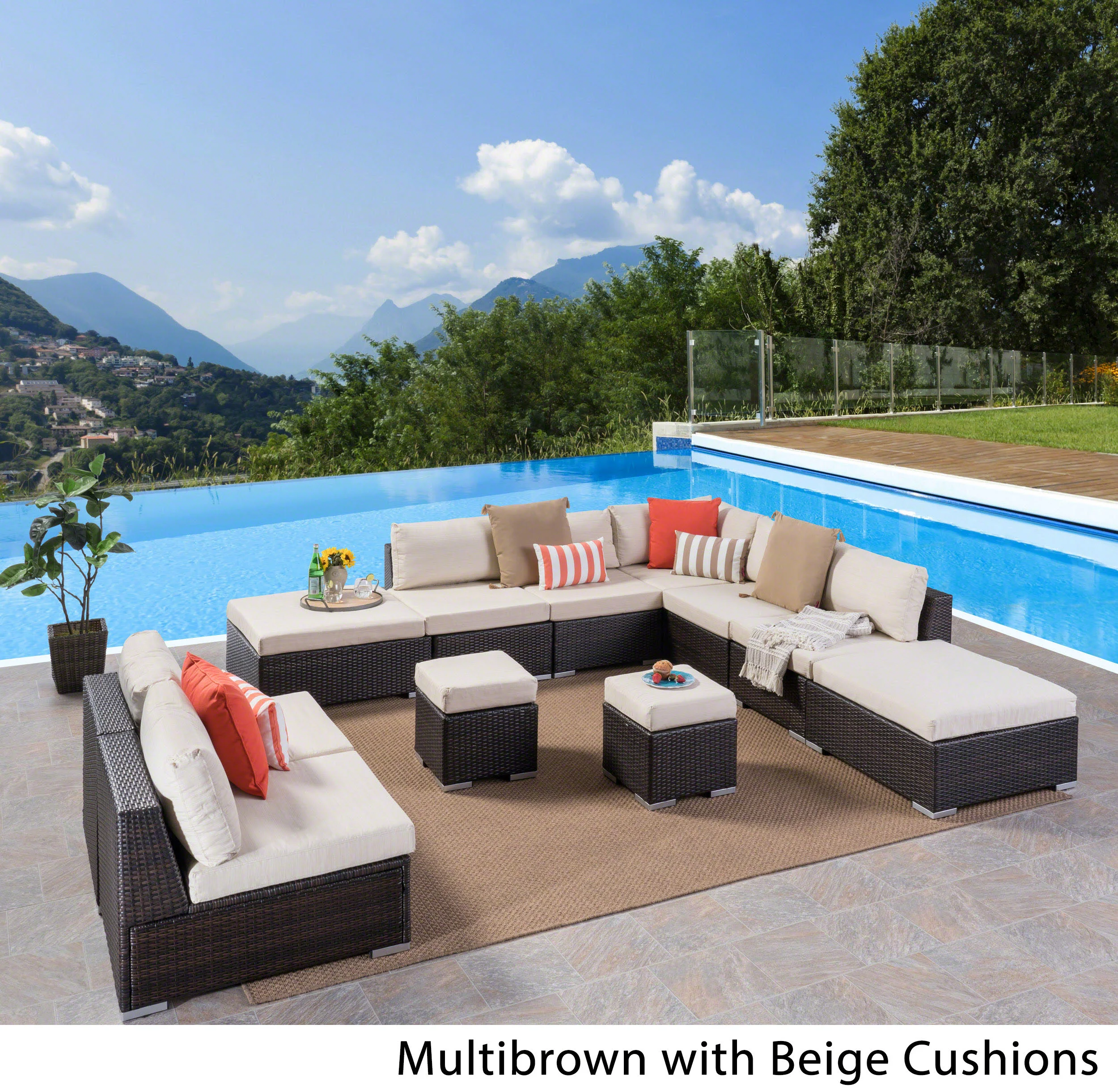 Tammy Rosa Outdoor 7 Seat Wicker Sofa Sectional Set with Aluminum Frame - furnishings