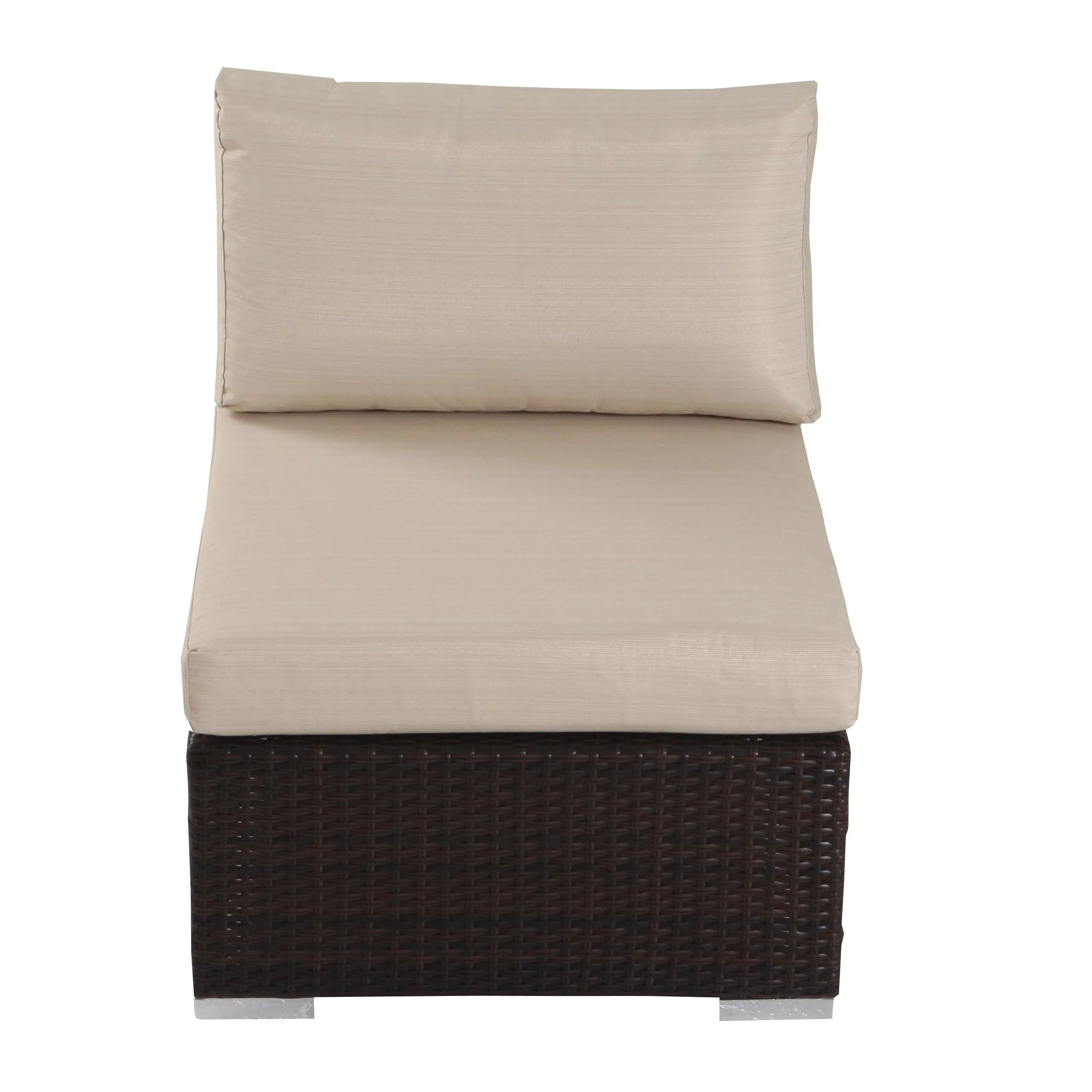 Francisco 5pc Outdoor Brown Wicker/Aluminum Seating Sectional Set w/ Cushions - furnishings