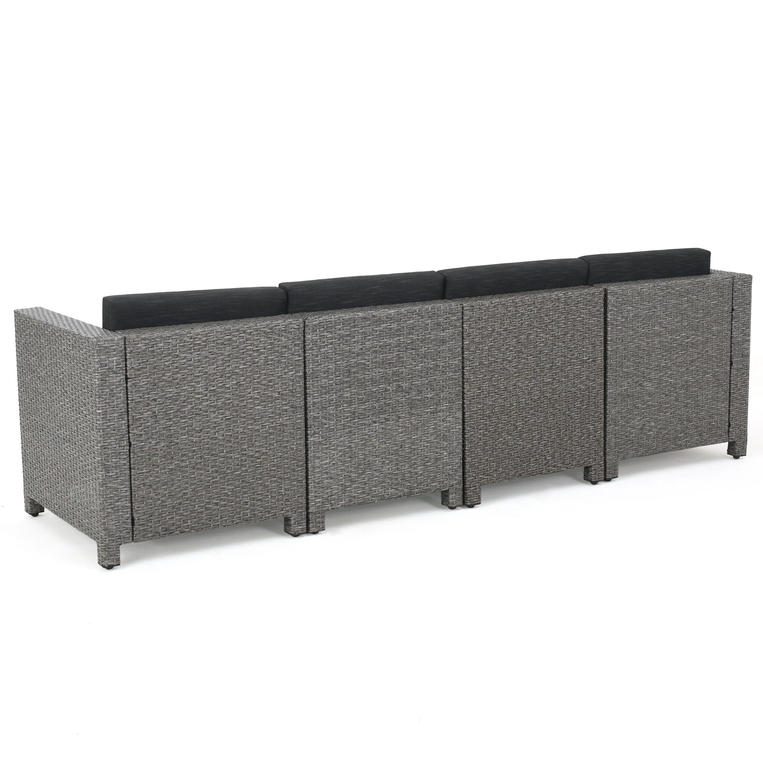 Phillips Outdoor 6 Seater Wicker V-Shaped Sofa and Swivel Chair Set with Water Resistant Cushions - furnishings
