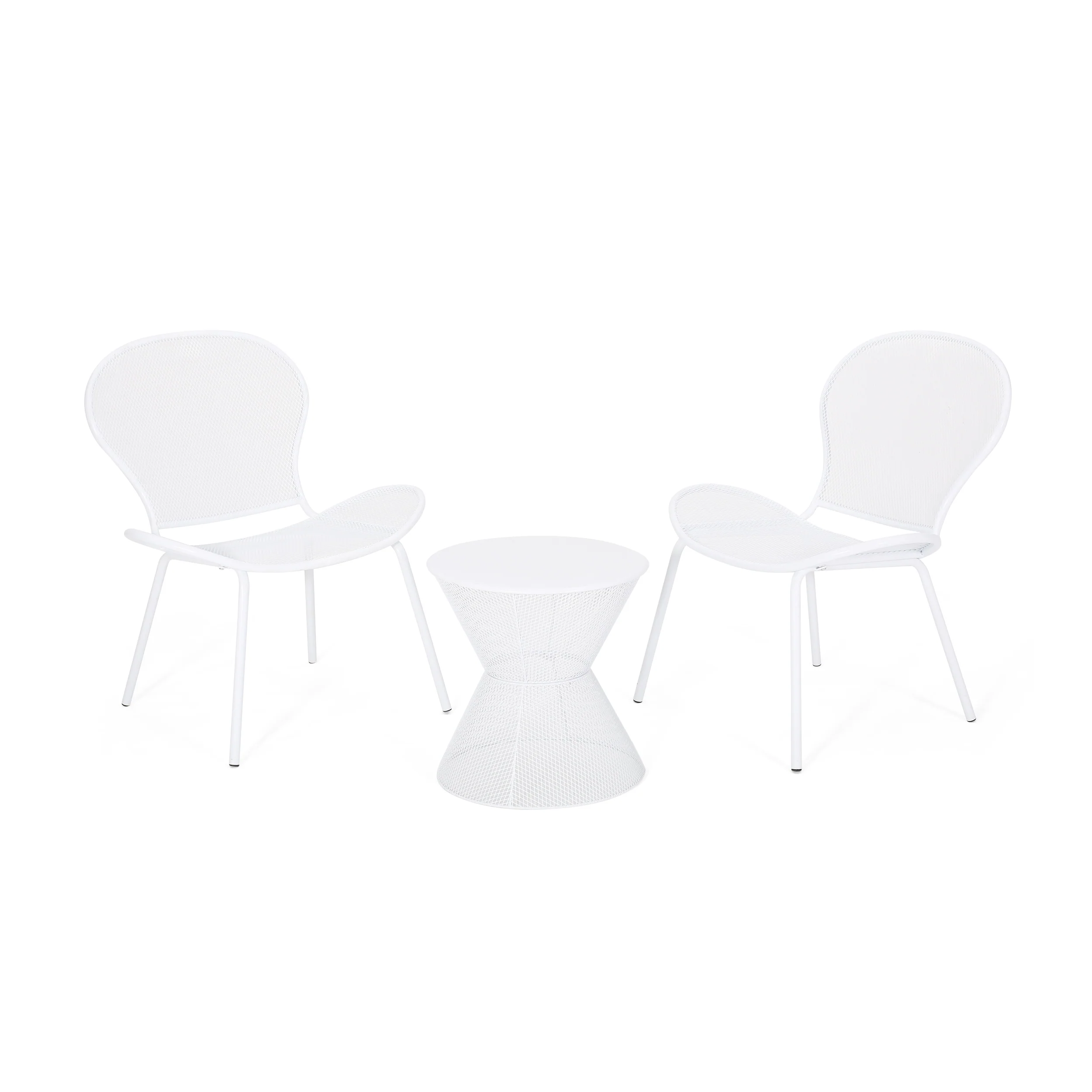 Tristian Modern Outdoor 2 Seater Iron Chat Set with Side Table - furnishings