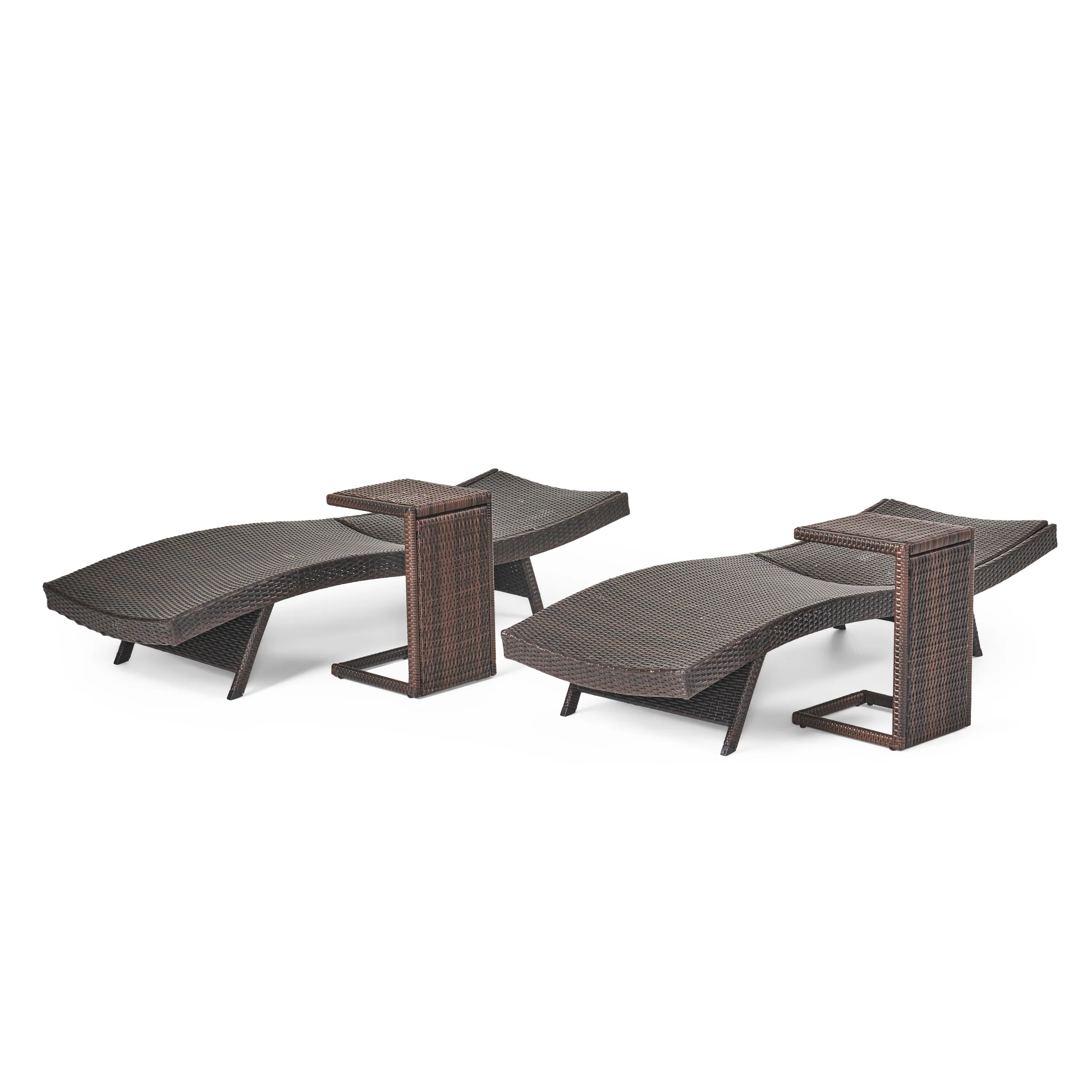 4pc Eliana Wicker Chaise Lounges & Tables Set - furnishings