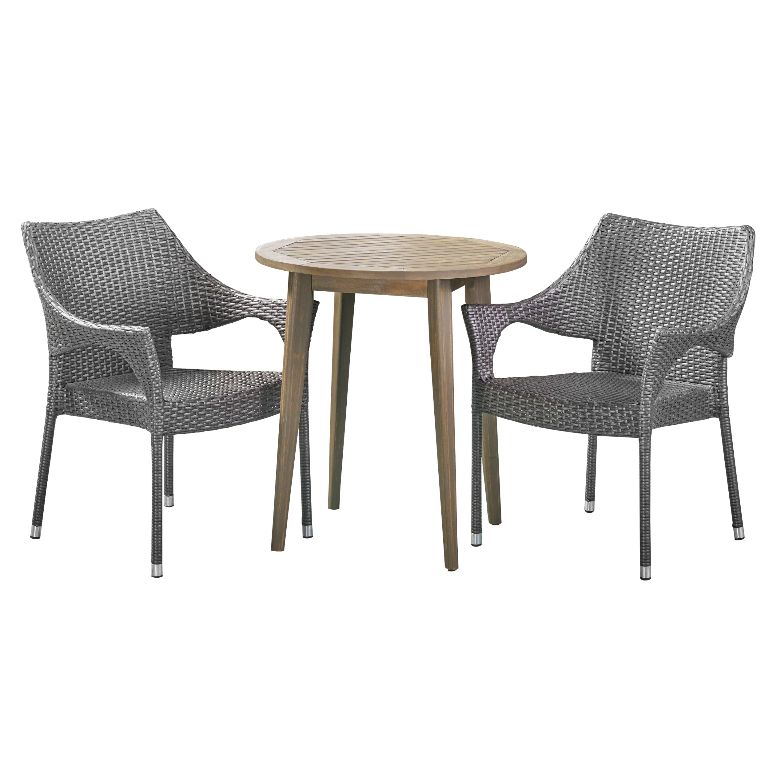Richter Outdoor 3 Piece Wood  and Wicker Bistro Set - furnishings