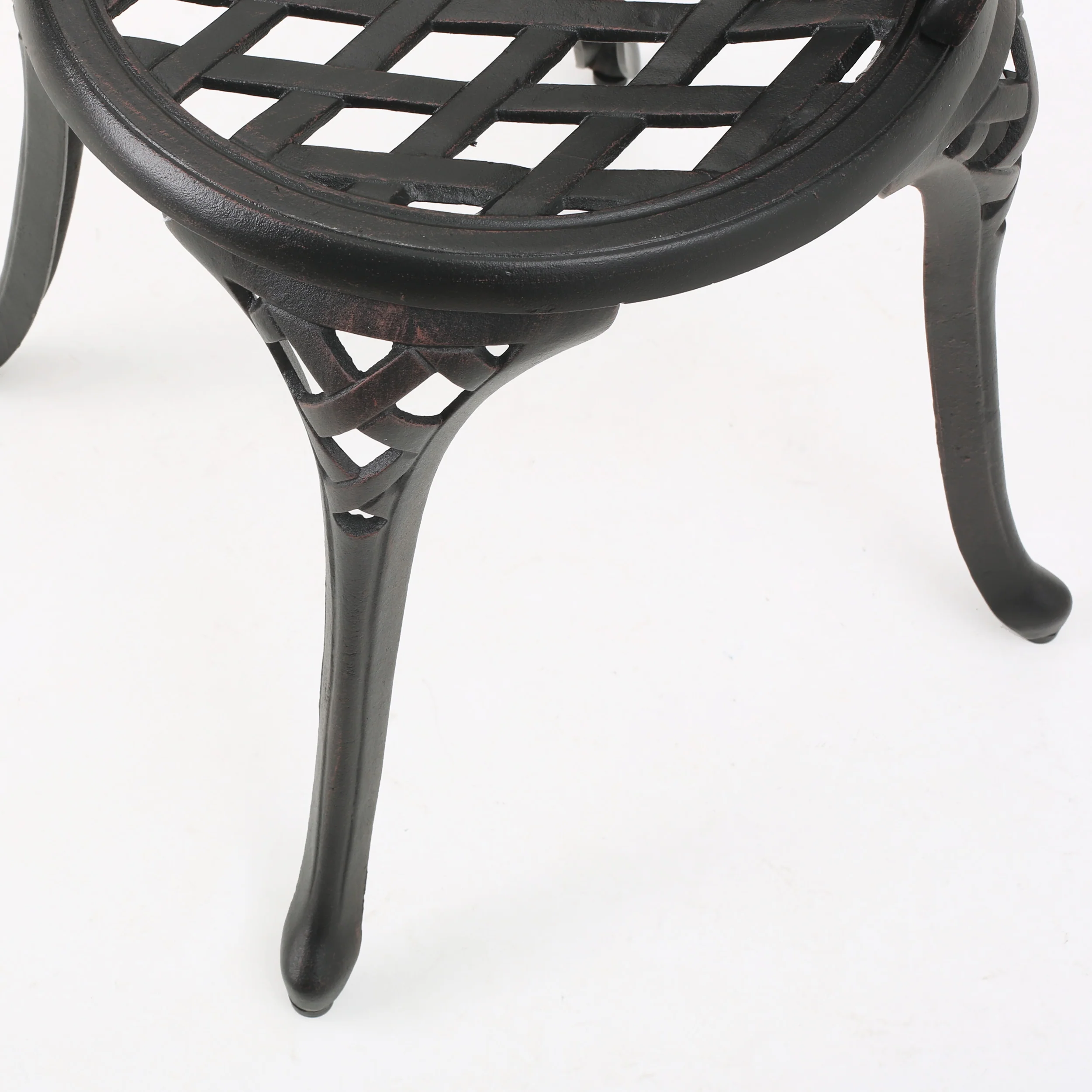 Lyon Traditional Outdoor 3-Piece Black with Bronze Cast Aluminum Bistro Set - furnishings