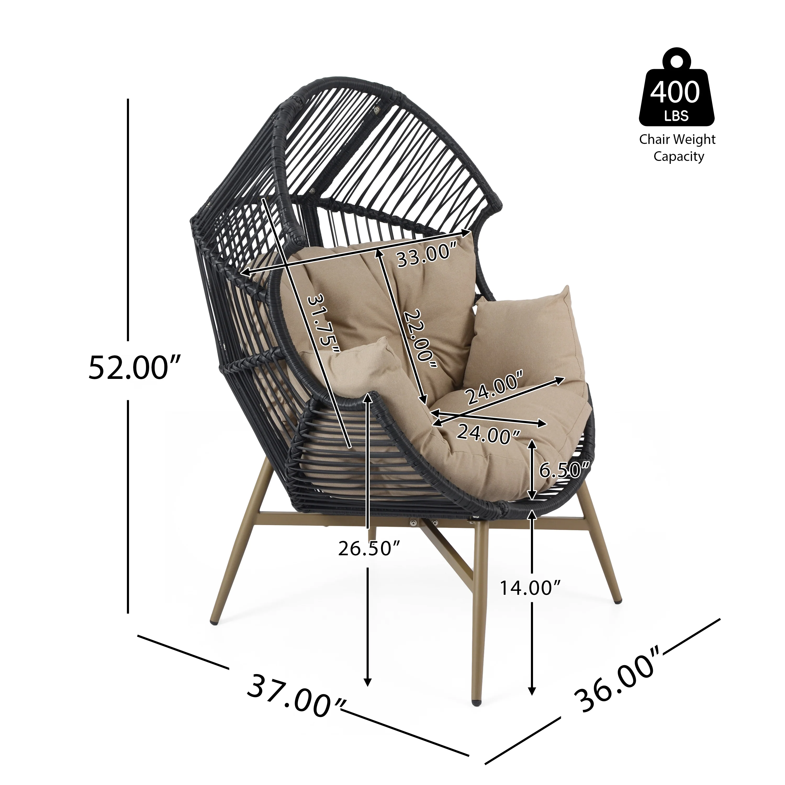 Isidorea Outdoor Wicker Egg Chair Weather-Resistant - furnishings