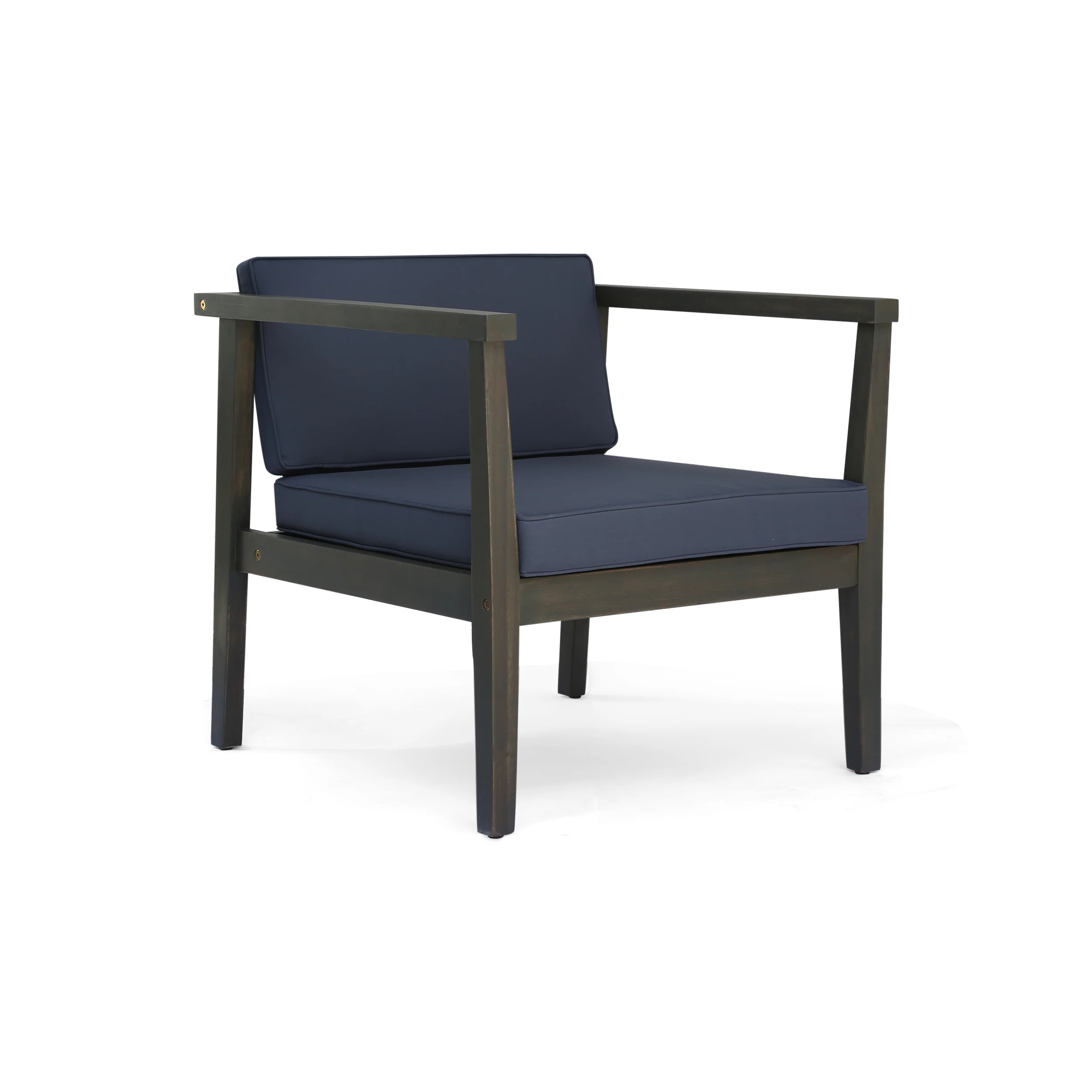 Thomson Outdoor Acacia Wood Club Chairs with Water-Resistant Cushions (Set of 2) - furnishings