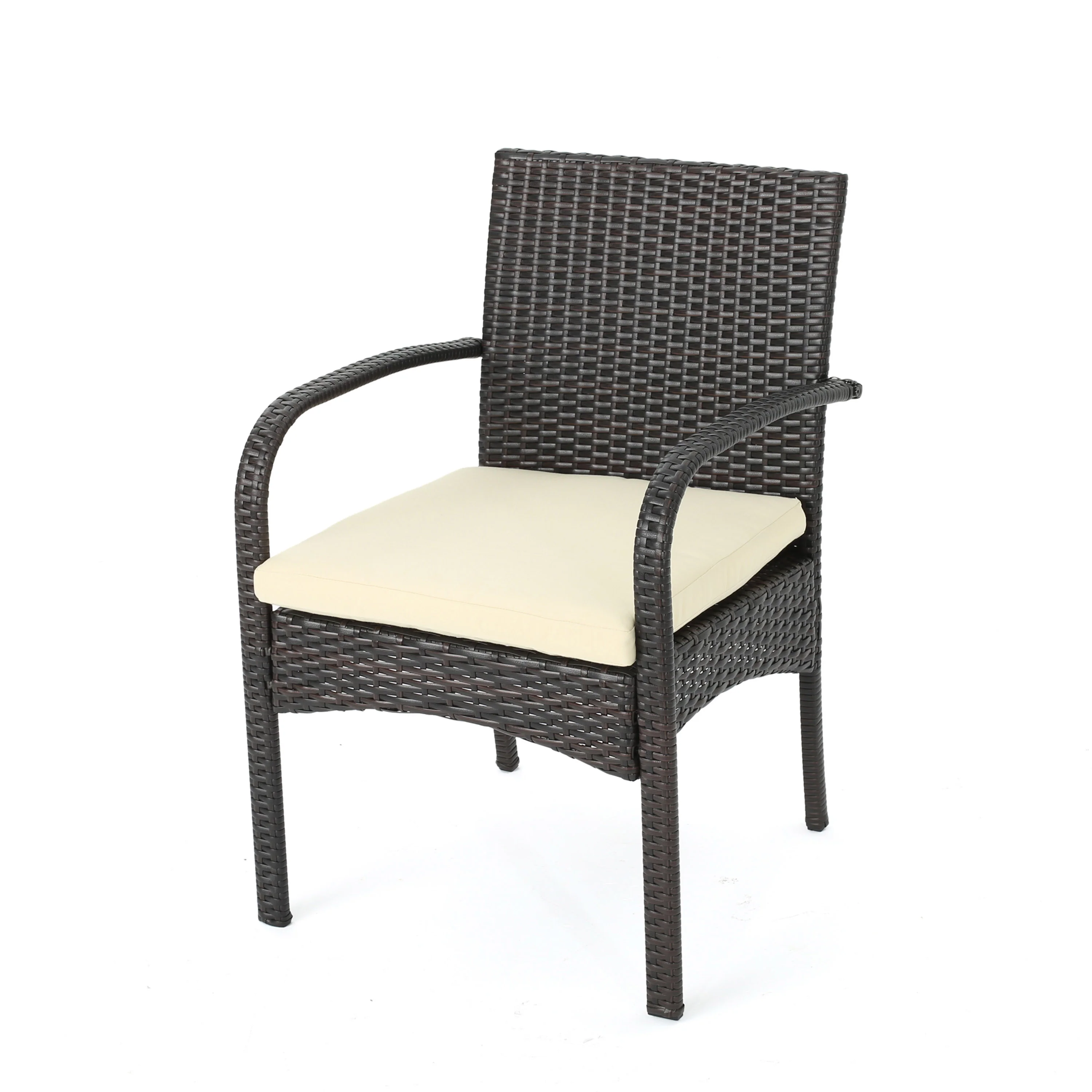 Carmela Outdoor Multibrown PE Wicker Dining Chairs (Set of 2) - furnishings