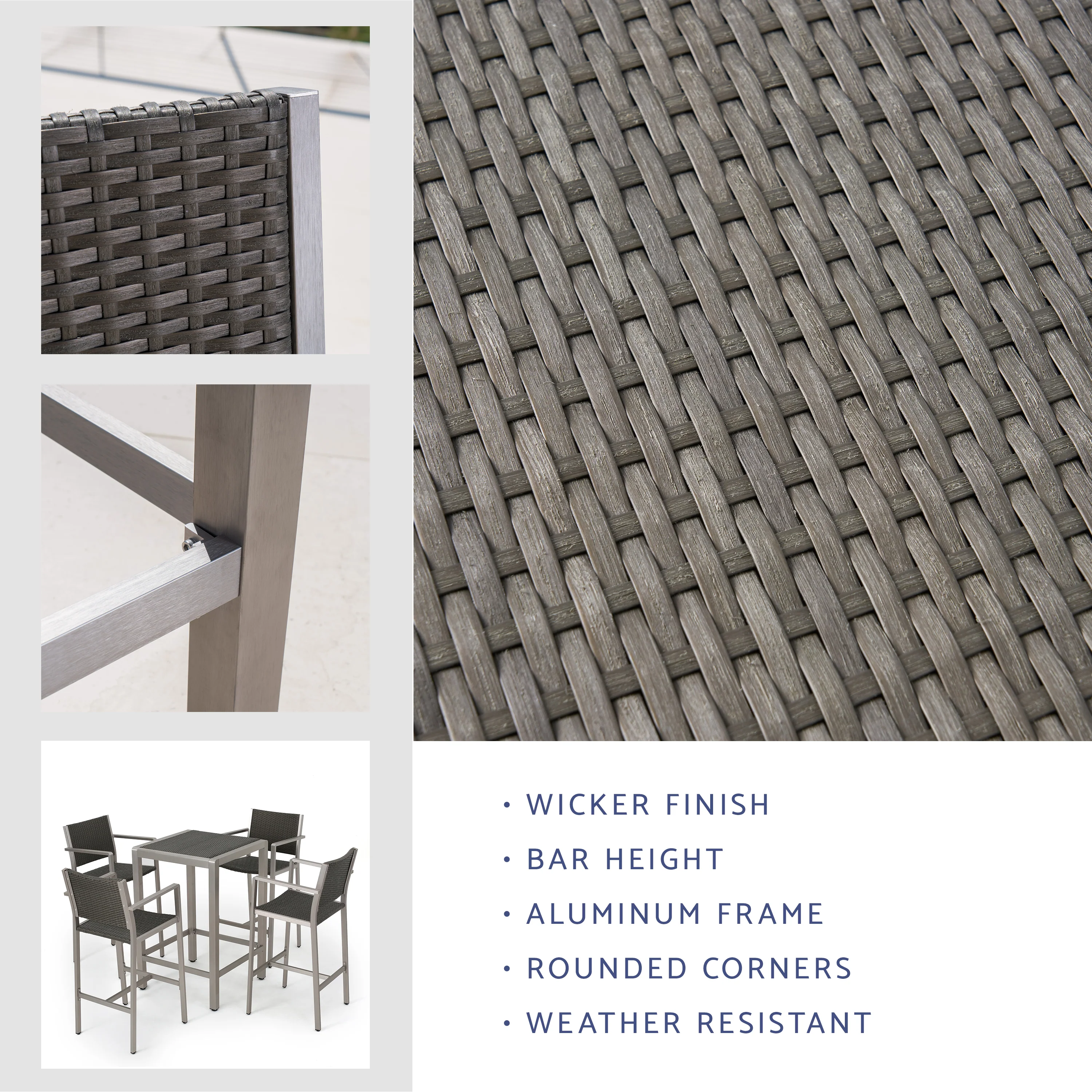 Outdoor Aluminum 5 Piece Bar Set - furnishings