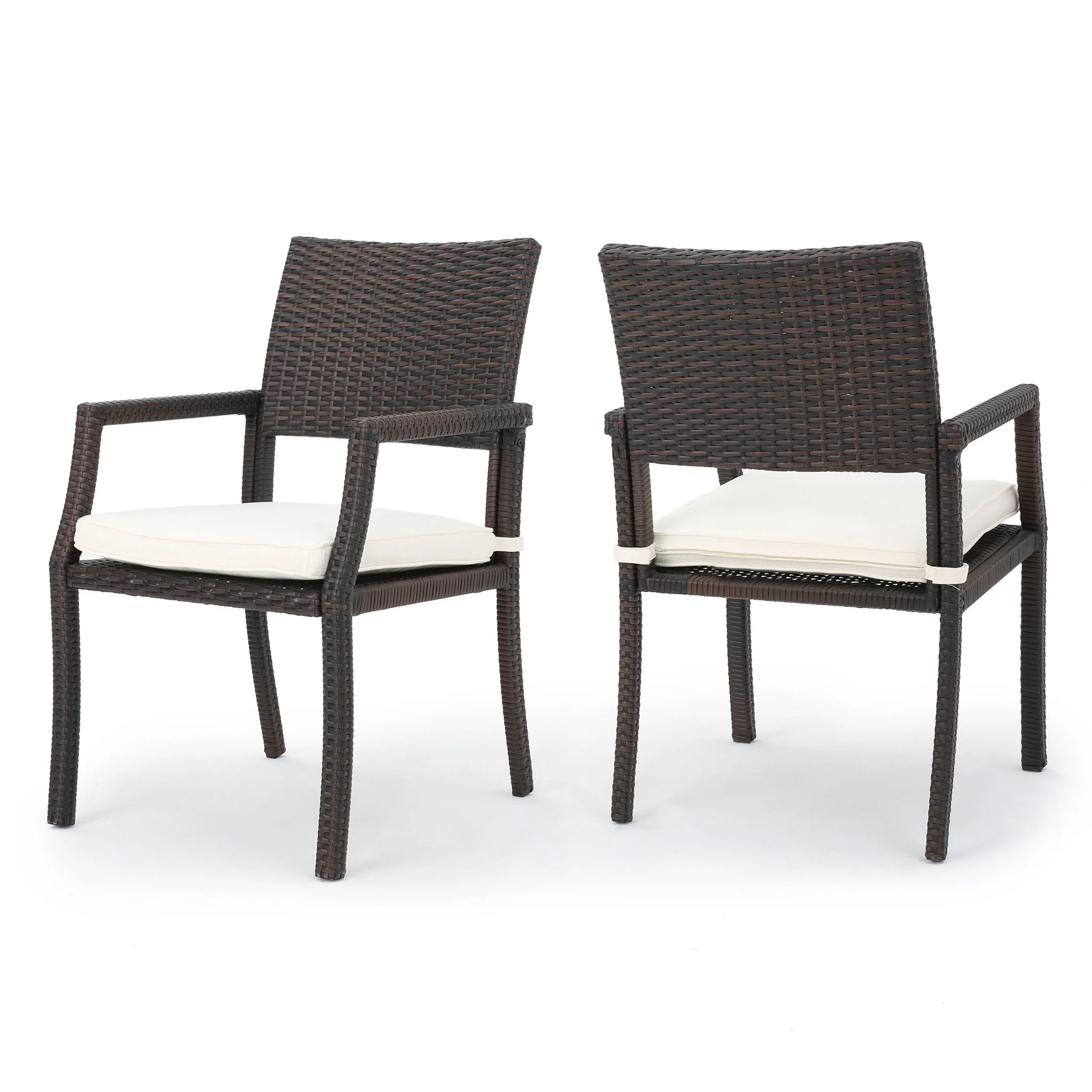 Edene Outdoor Wicker Dining Chairs Water Resistant Cushions (Set of 2) - furnishings