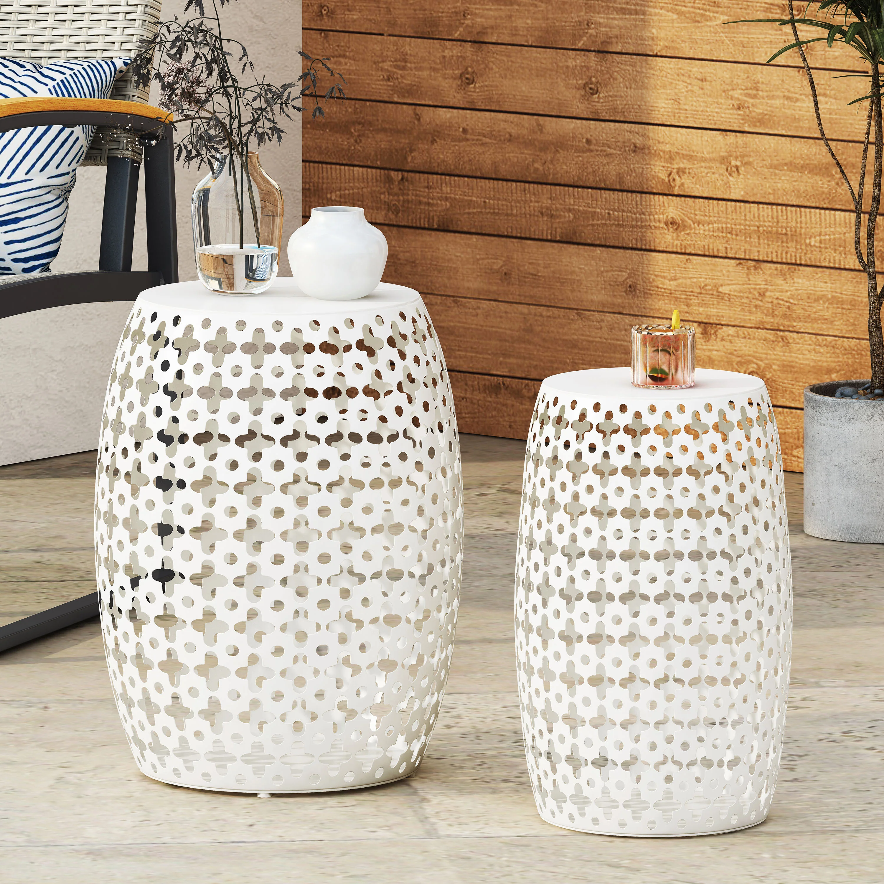 Wichita Outdoor Metal Side Tables, Set of 2 - furnishings