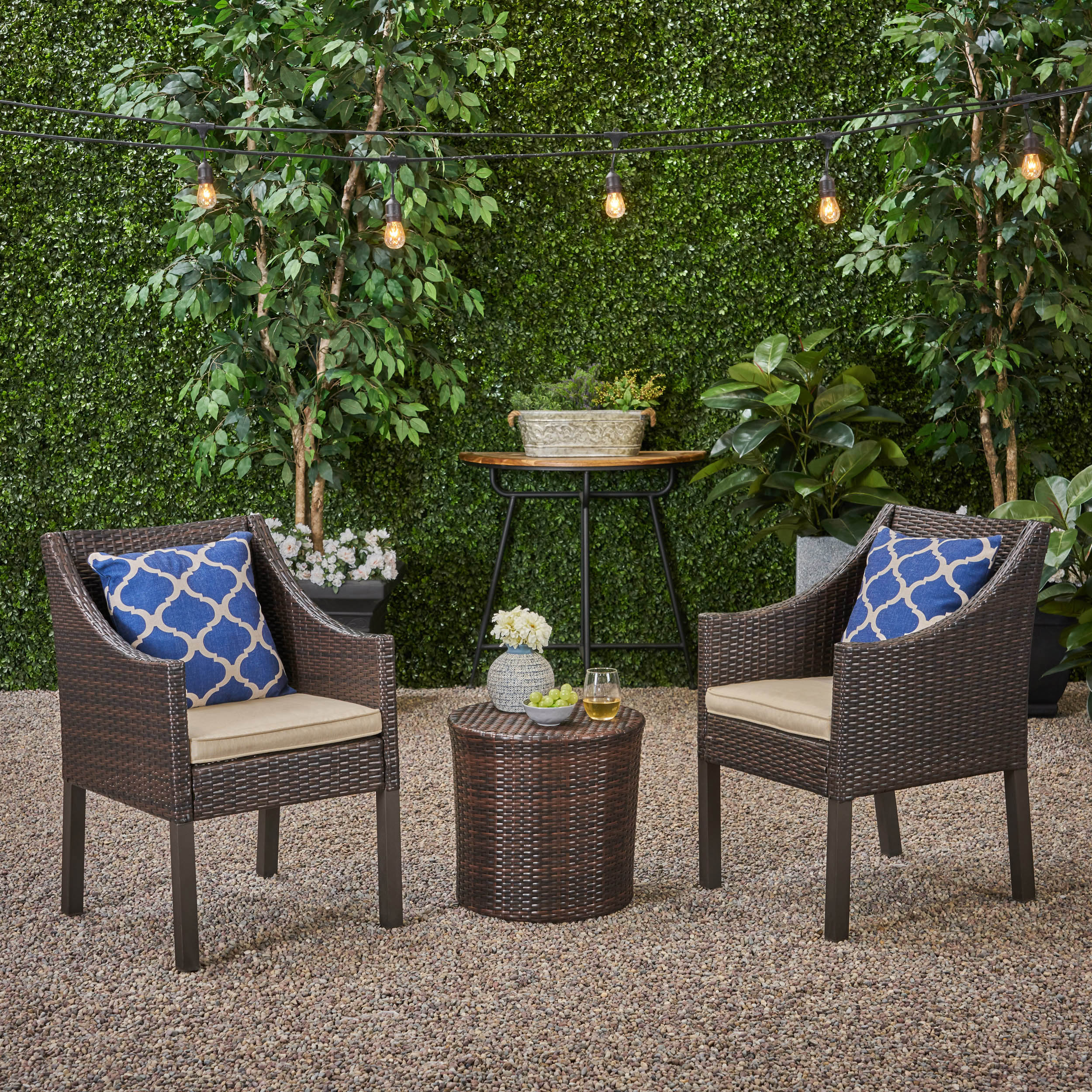 Sims Outdoor 3 Piece Wicker Chat Set - furnishings