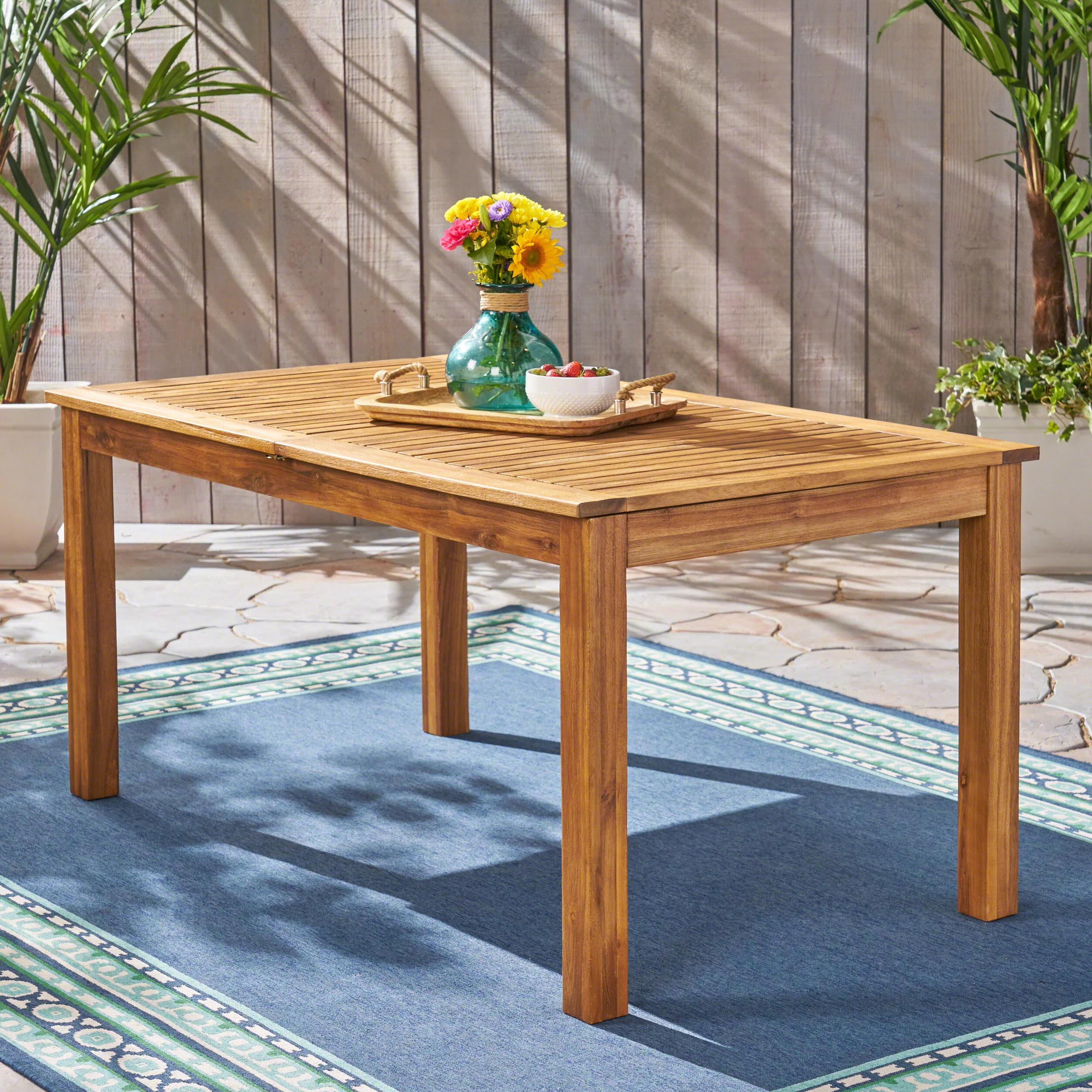 Eric Outdoor Expandable Acacia Wood Dining Table - furnishings