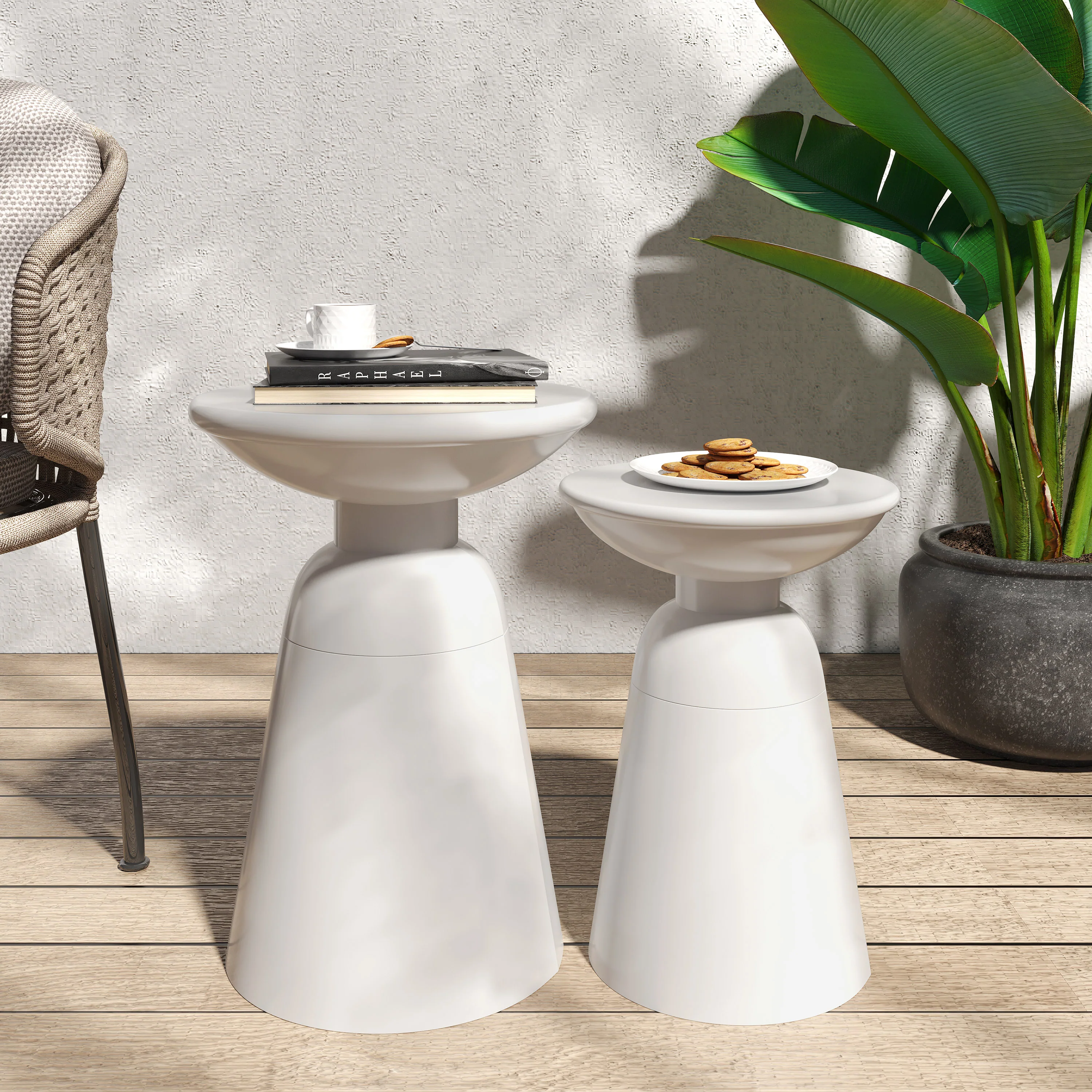 Soto Outdoor Metal Side Tables, Set of 2 - furnishings