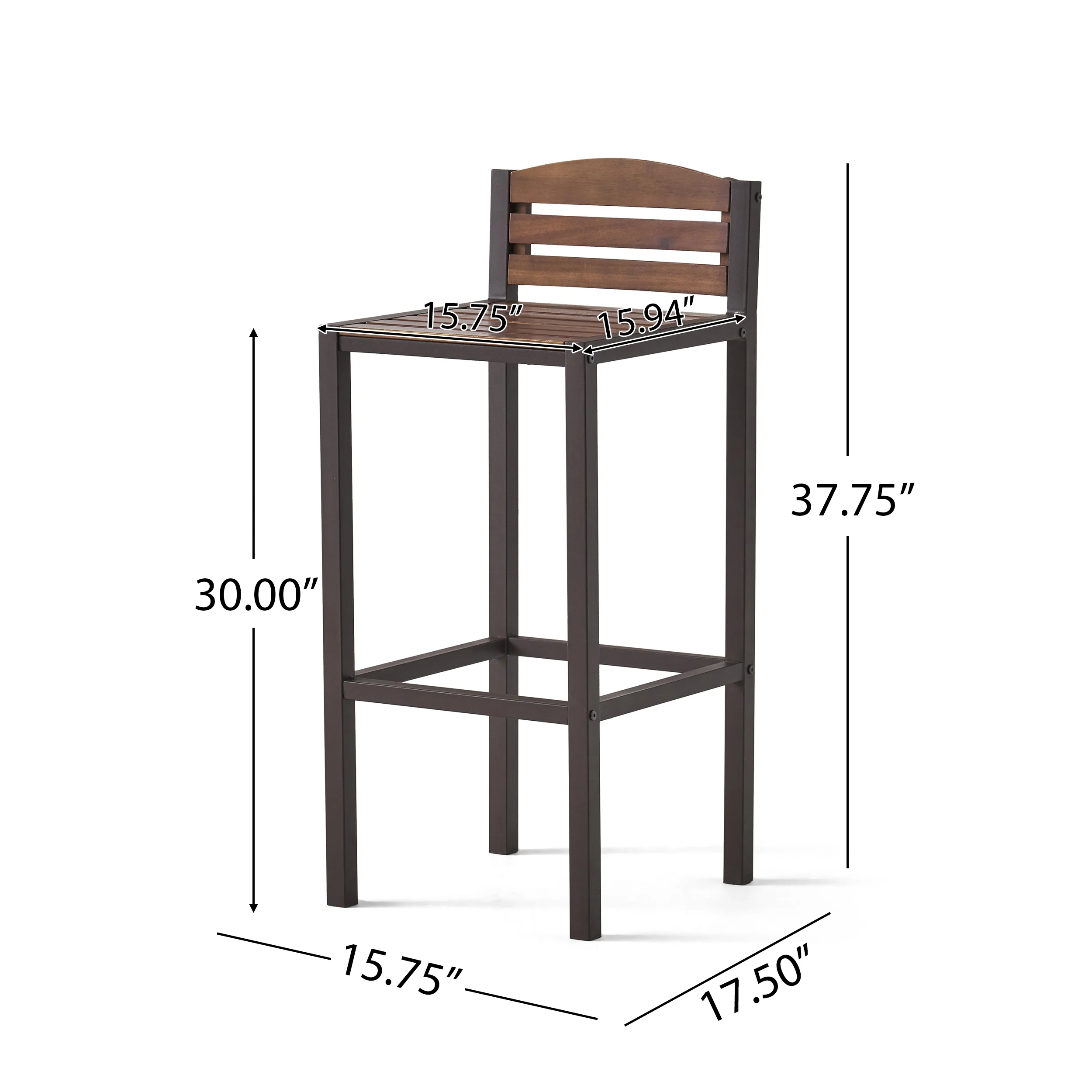 Isabel Acacia Rustic Metal & Dark Brown Wood 30-Inch Barstools (Set of 2) - furnishings